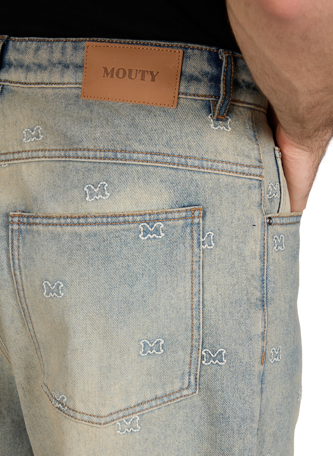 Jeans délavé en coton MOUTY Bleu