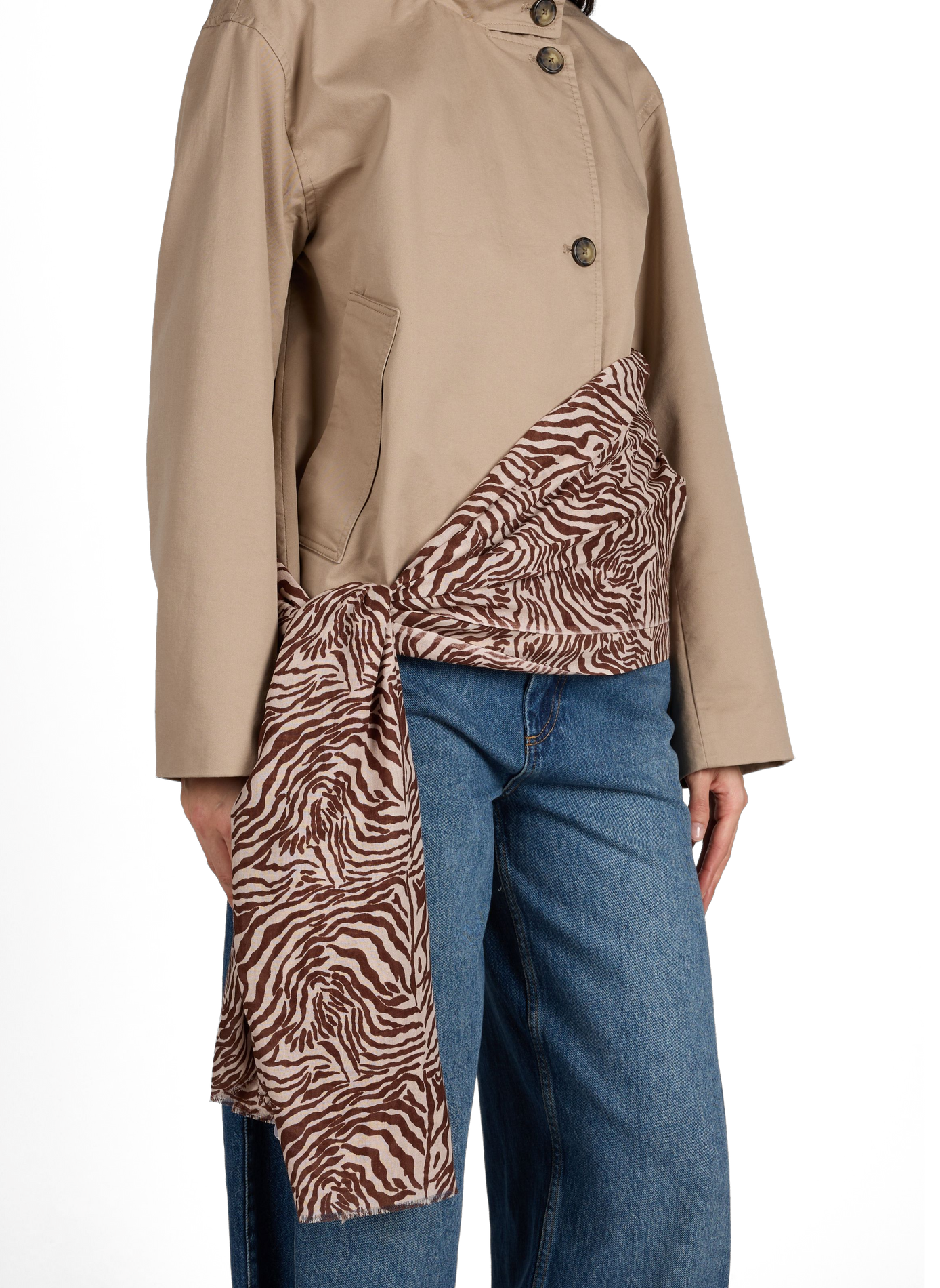 Printed cotton blend stole AU PRINTEMPS PARIS Blue