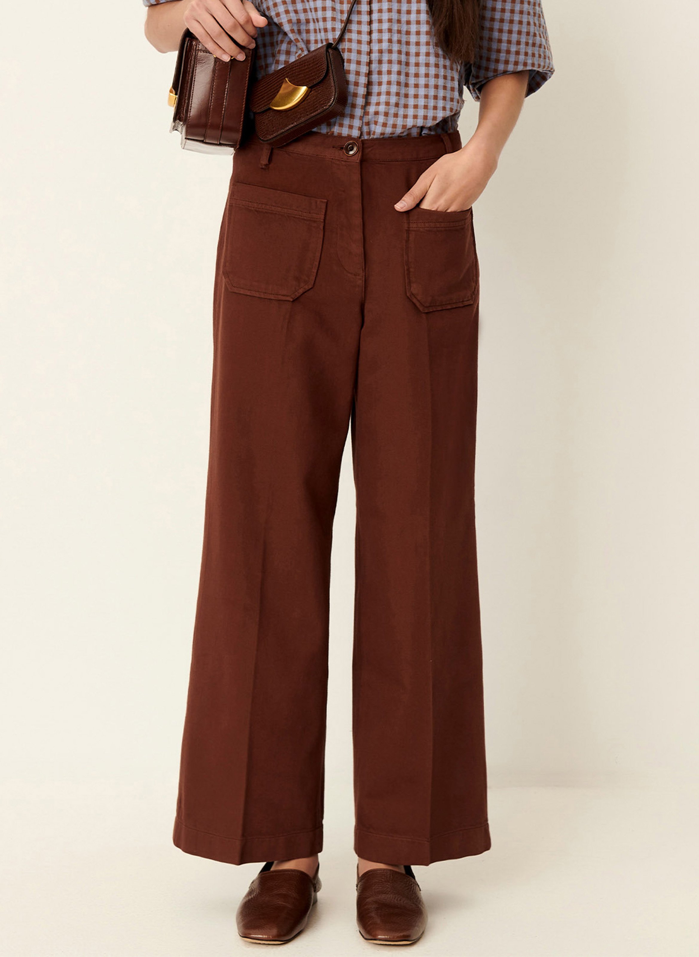 Jean droit taille haute en coton aldricks SESSUN Marron