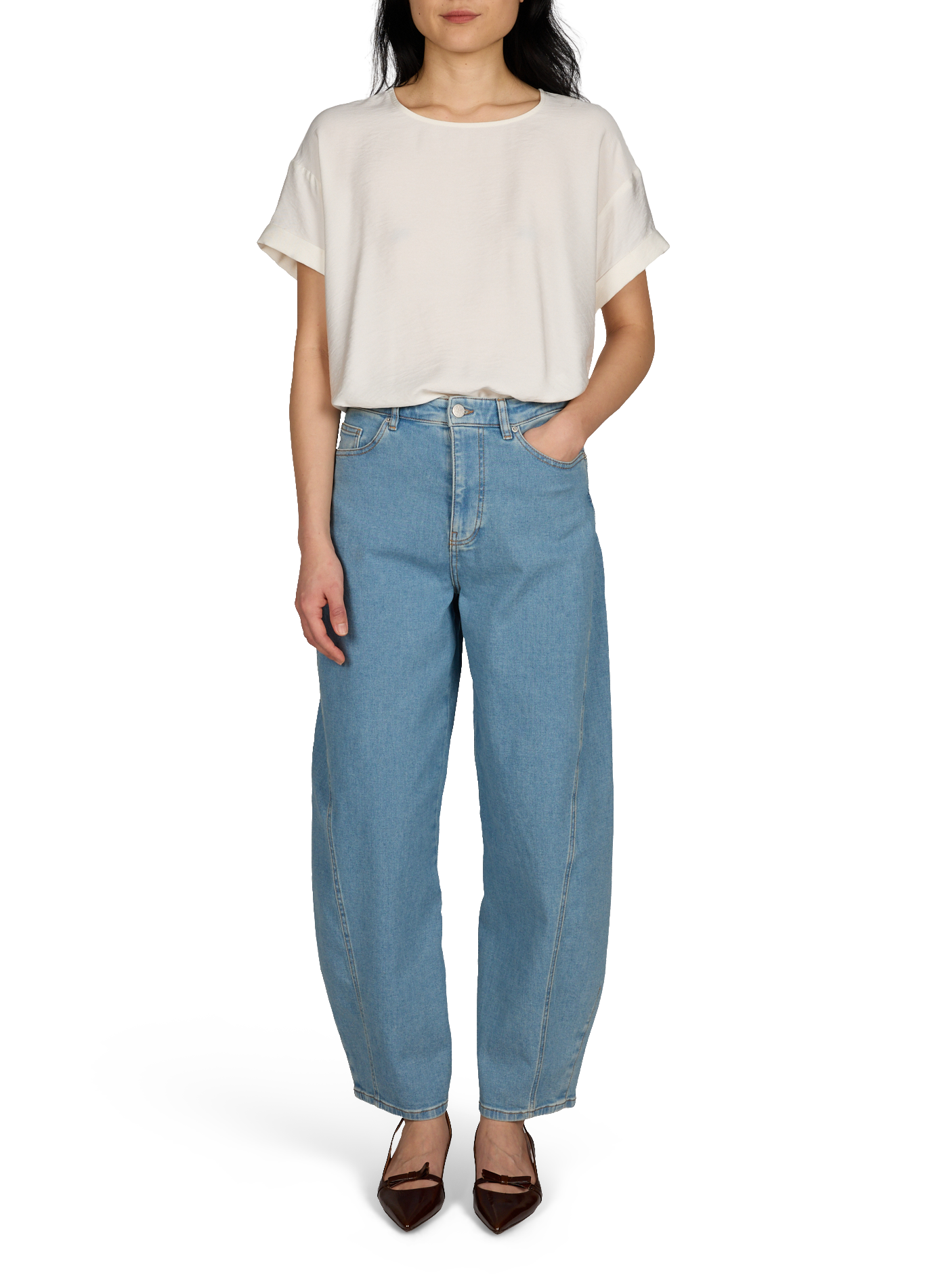 Wide leg plain jeans MSCH Blue