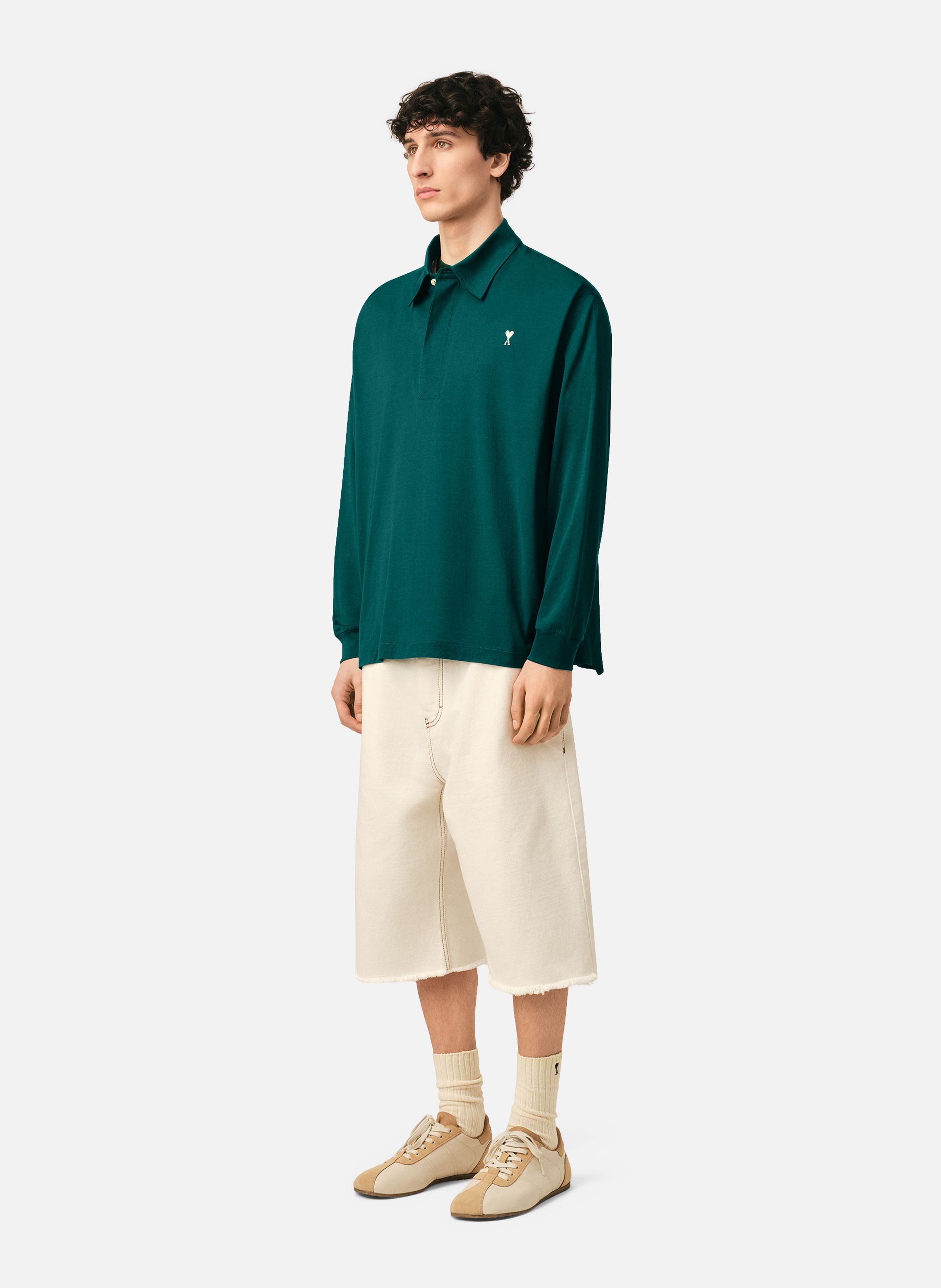 Polo ami de coeur en coton AMI PARIS Vert
