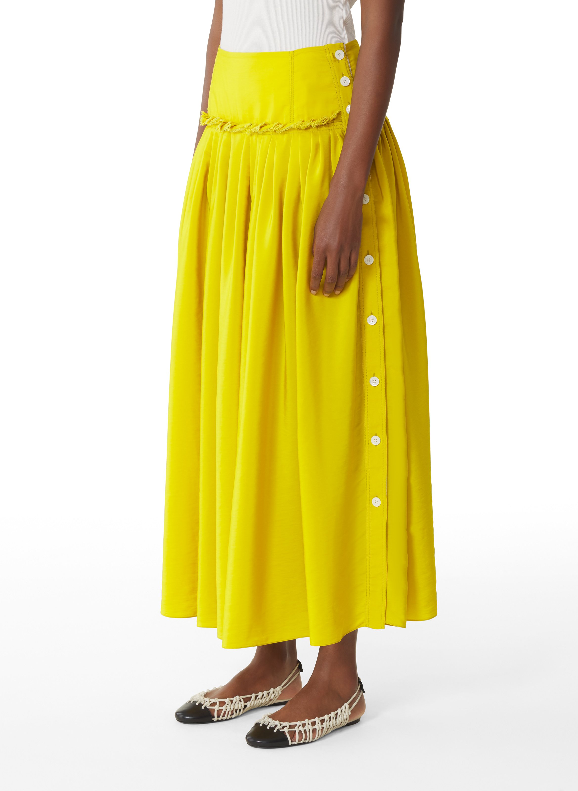 Jupe à basque en charmeuse LANVIN Jaune