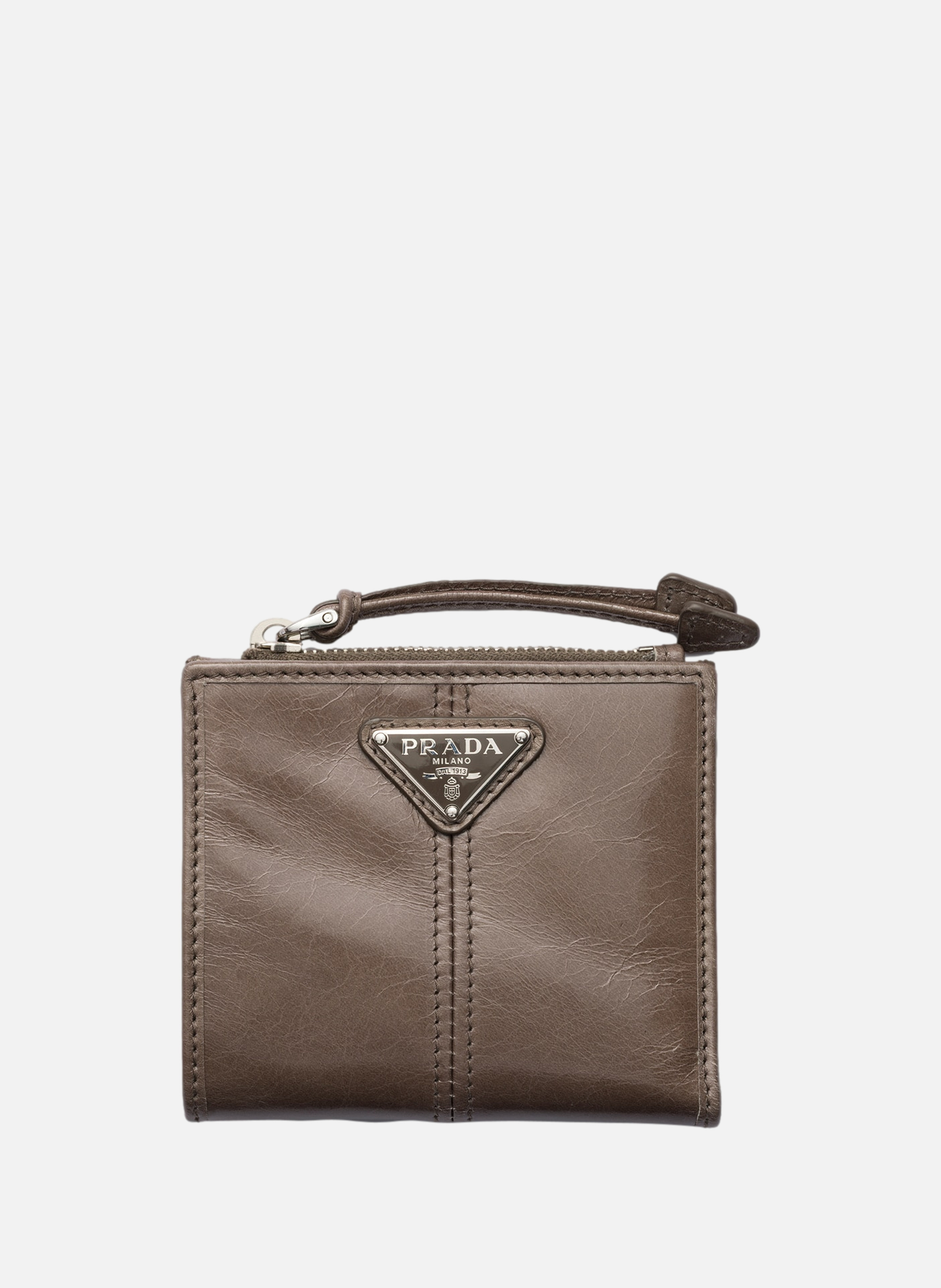 Petit portefeuille en cuir PRADA Gris