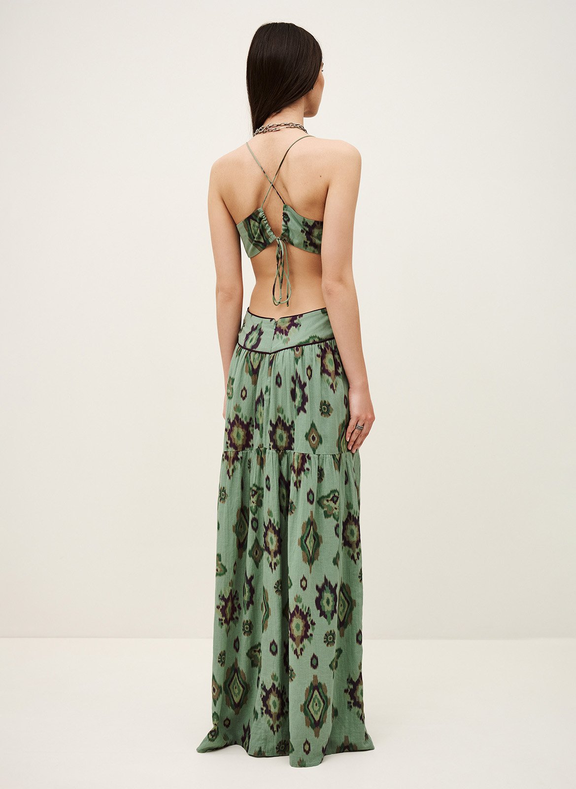 Robe longue évasée en coton omelia BA&SH Vert