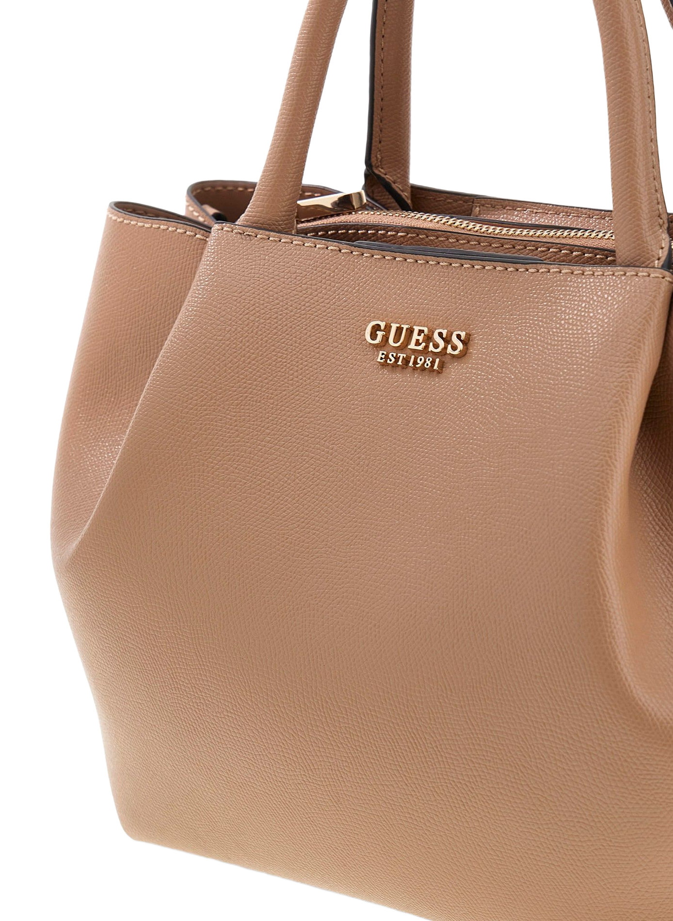 Zippered double handle handbag GUESS Beige