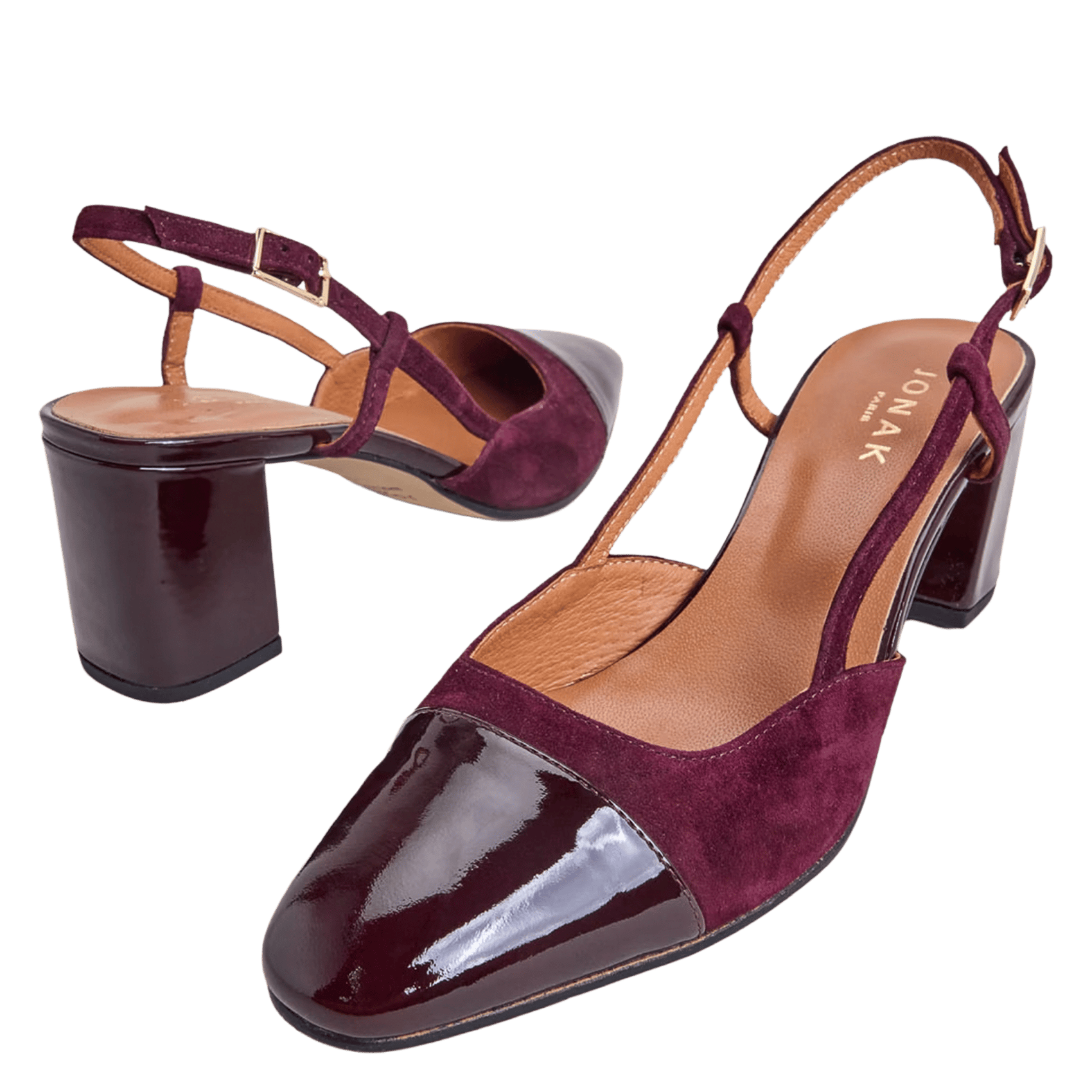 Slingbacks en cuir bi-matière dhapop | Rouge JONAK Femme