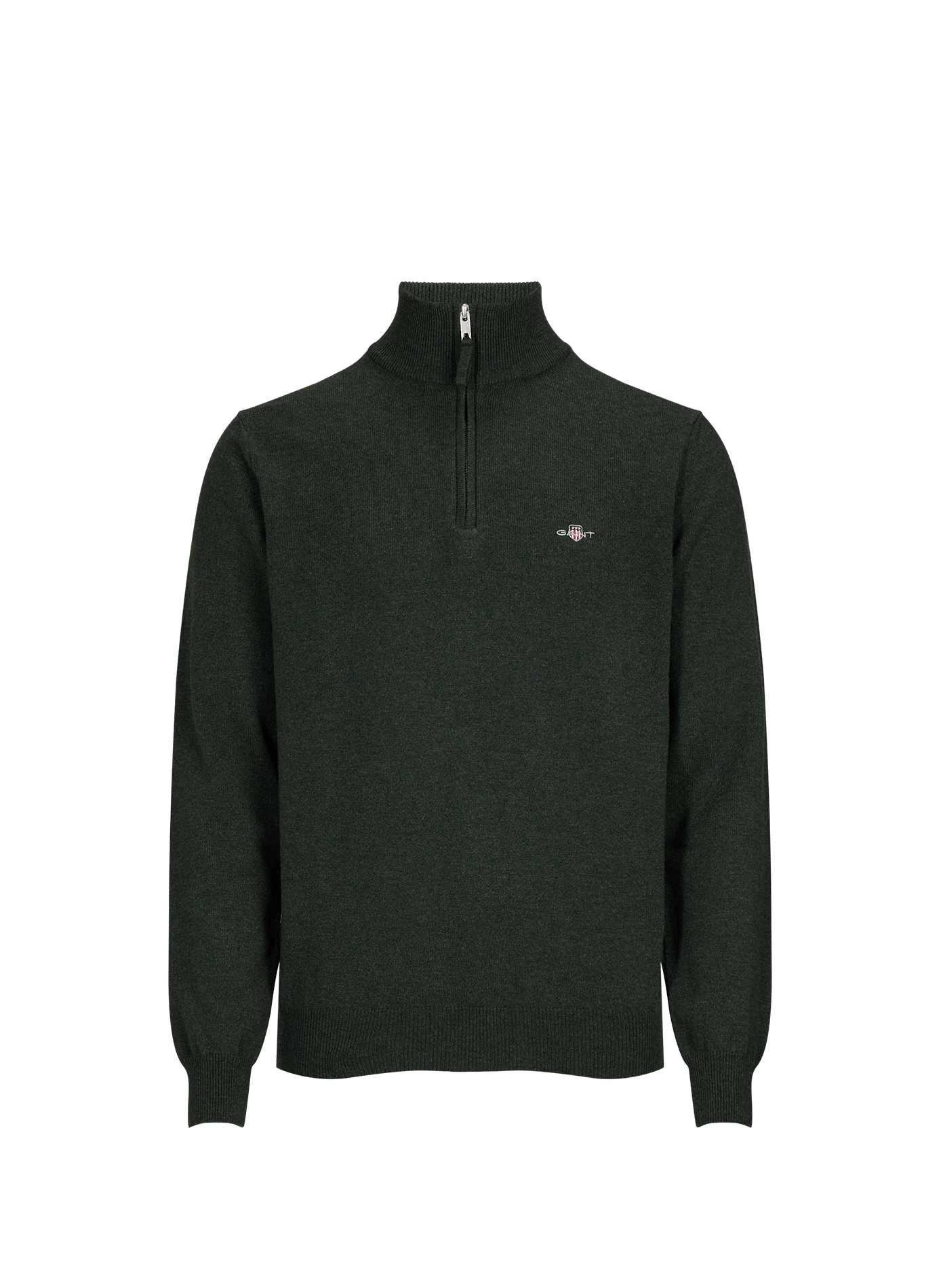 Pull col montant zippé uni en laine GANT Vert