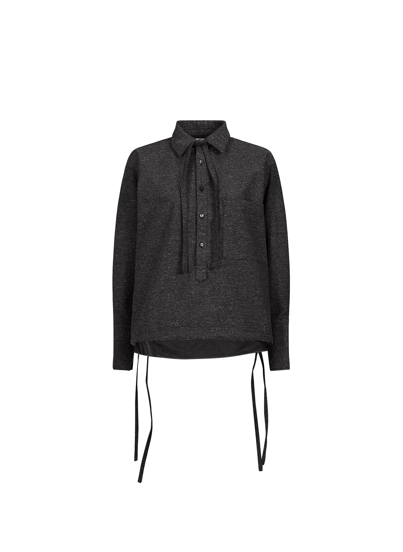 Loose fit shirt with tie-neck in blended cotton. WANSIE Grey