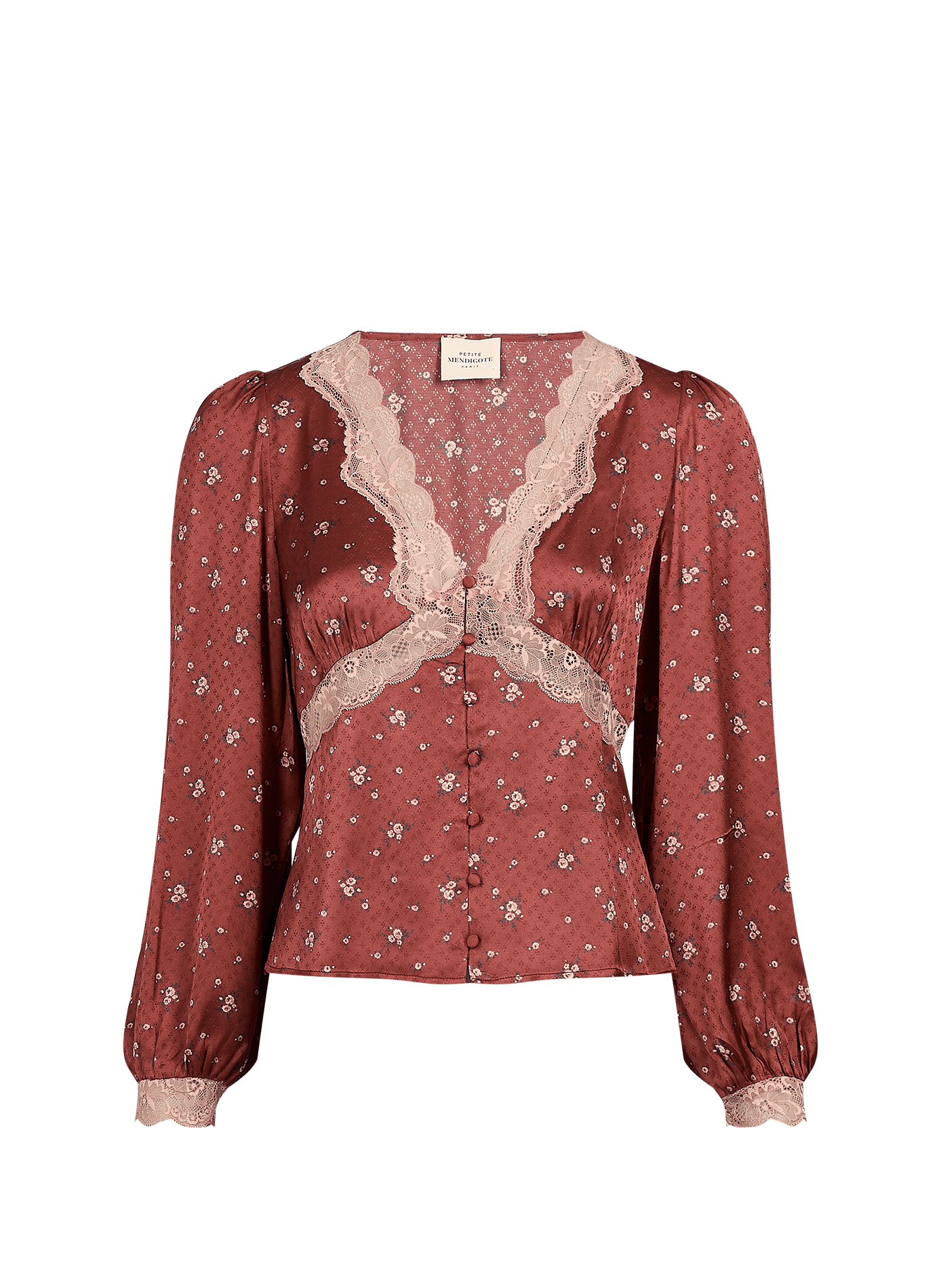 Blouse met V-hals en kanten print PETITE MENDIGOTE Oranje