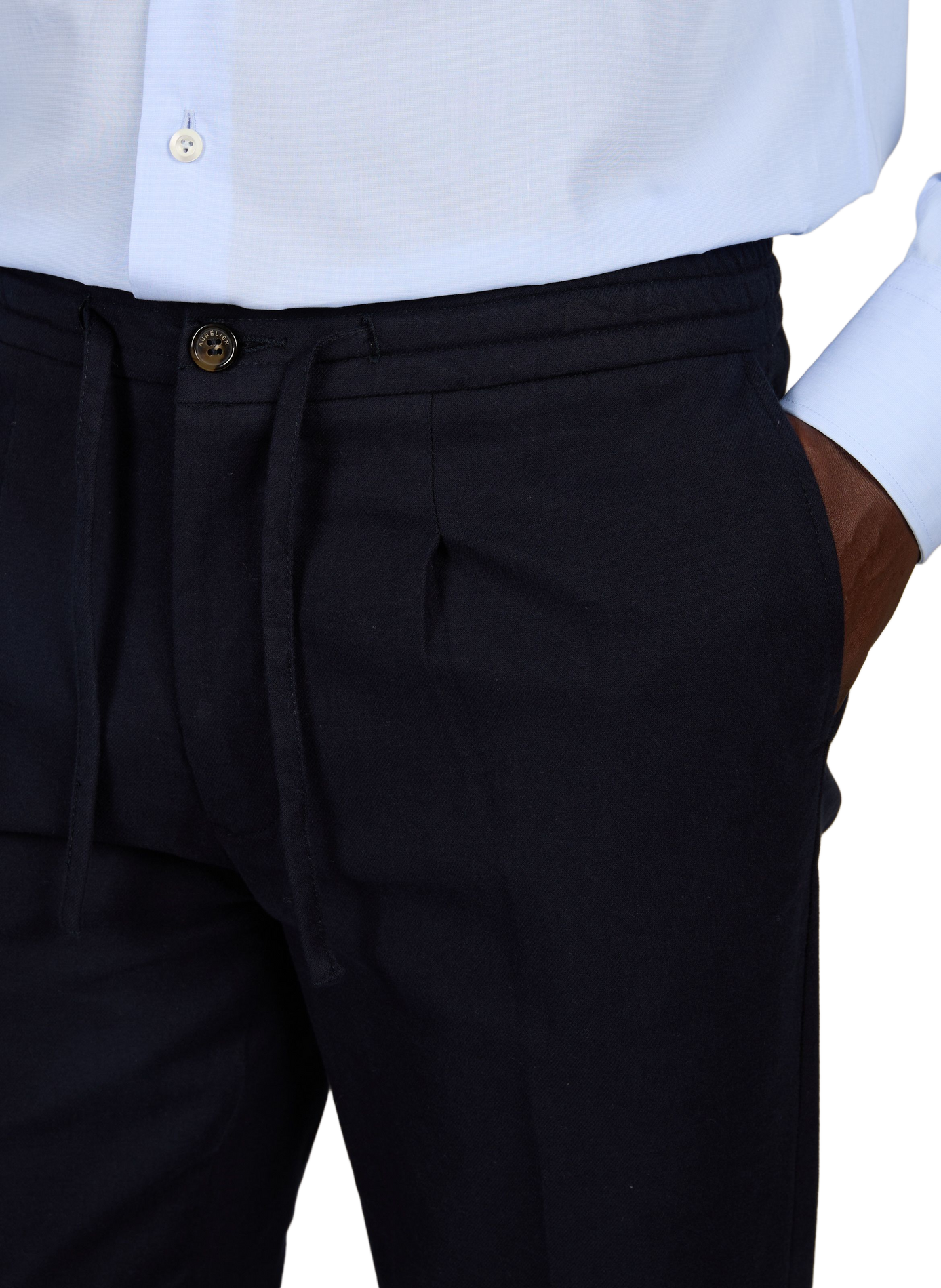 Straight cotton-blend trousers AURELIEN Blue