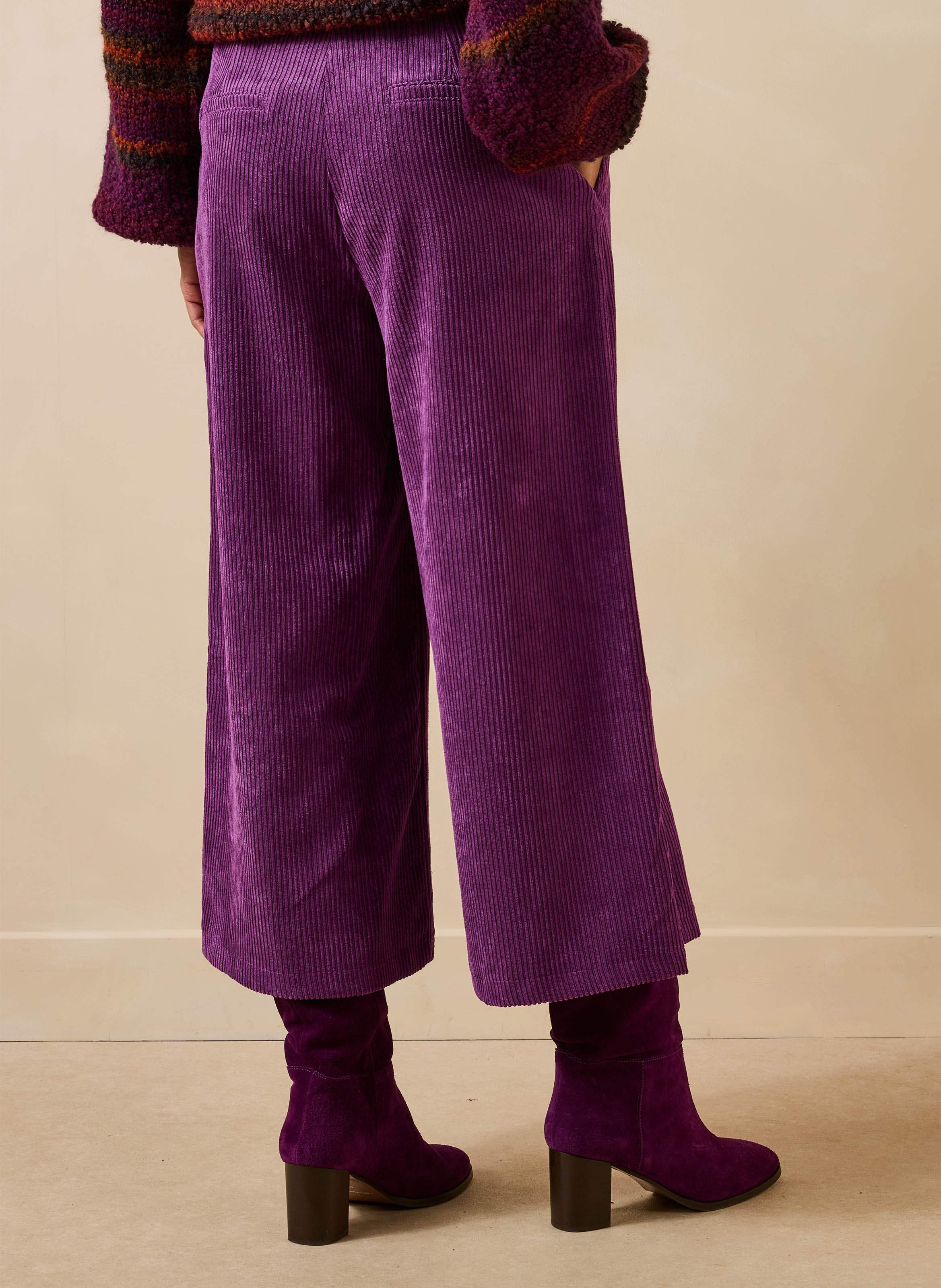 Cropped ribfluwelen broek LA FEE MARABOUTEE Paars