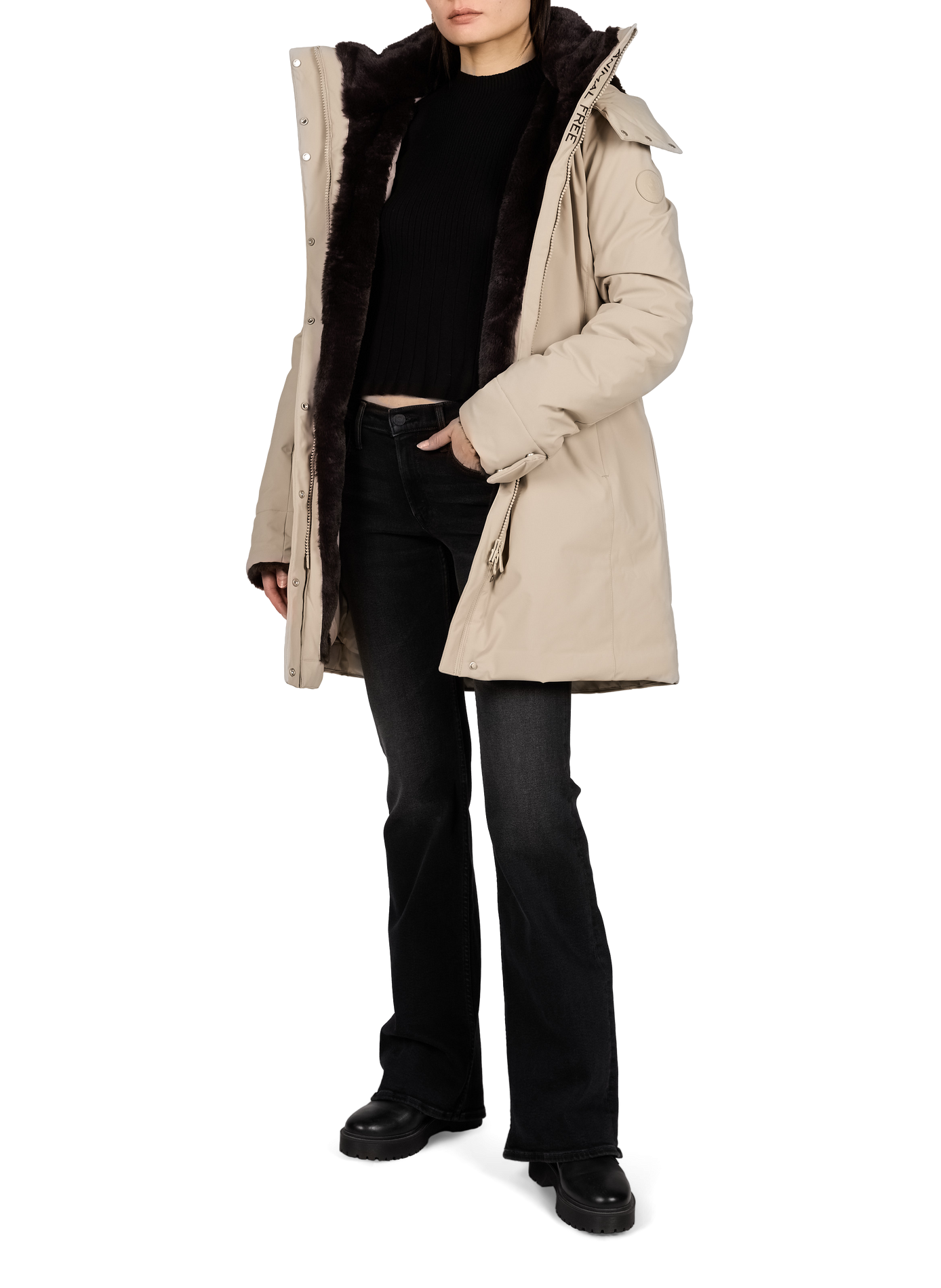 Straight hooded SAMANTAH puffer jacket SAVE THE DUCK Beige