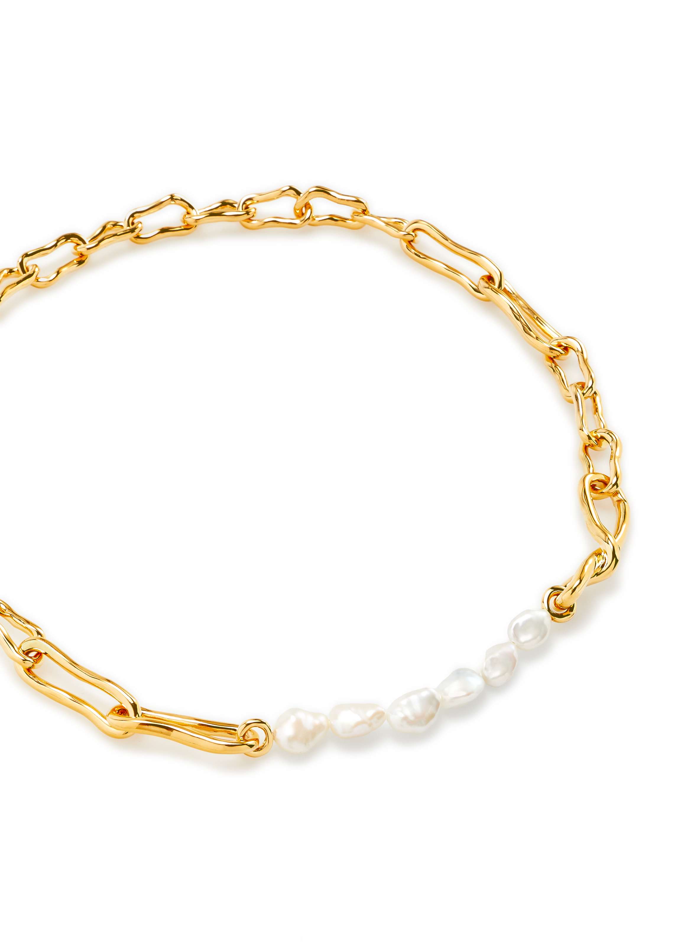 Collier perles nacrées et noeud en plaqué or