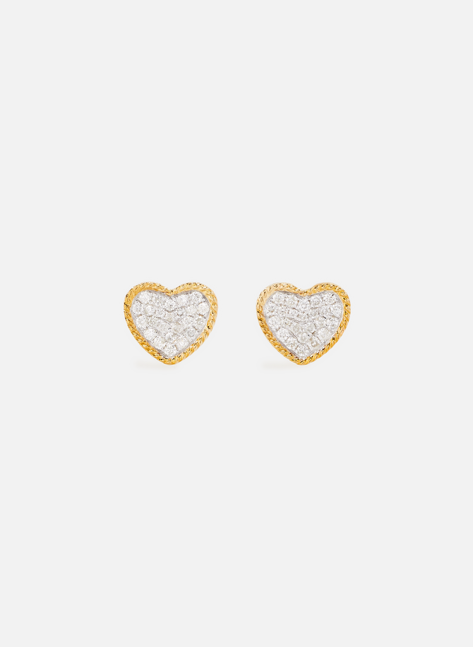Pair of baby heart diamond chips YVONNE LÉON