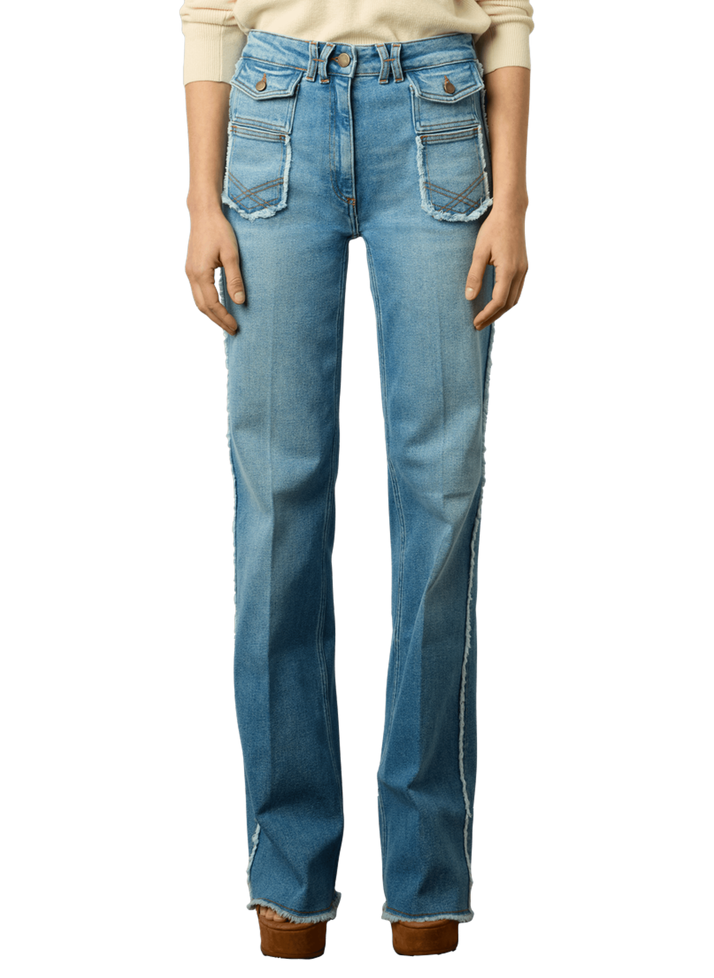 Jean flare à franges - anna GERARD DAREL Bleu