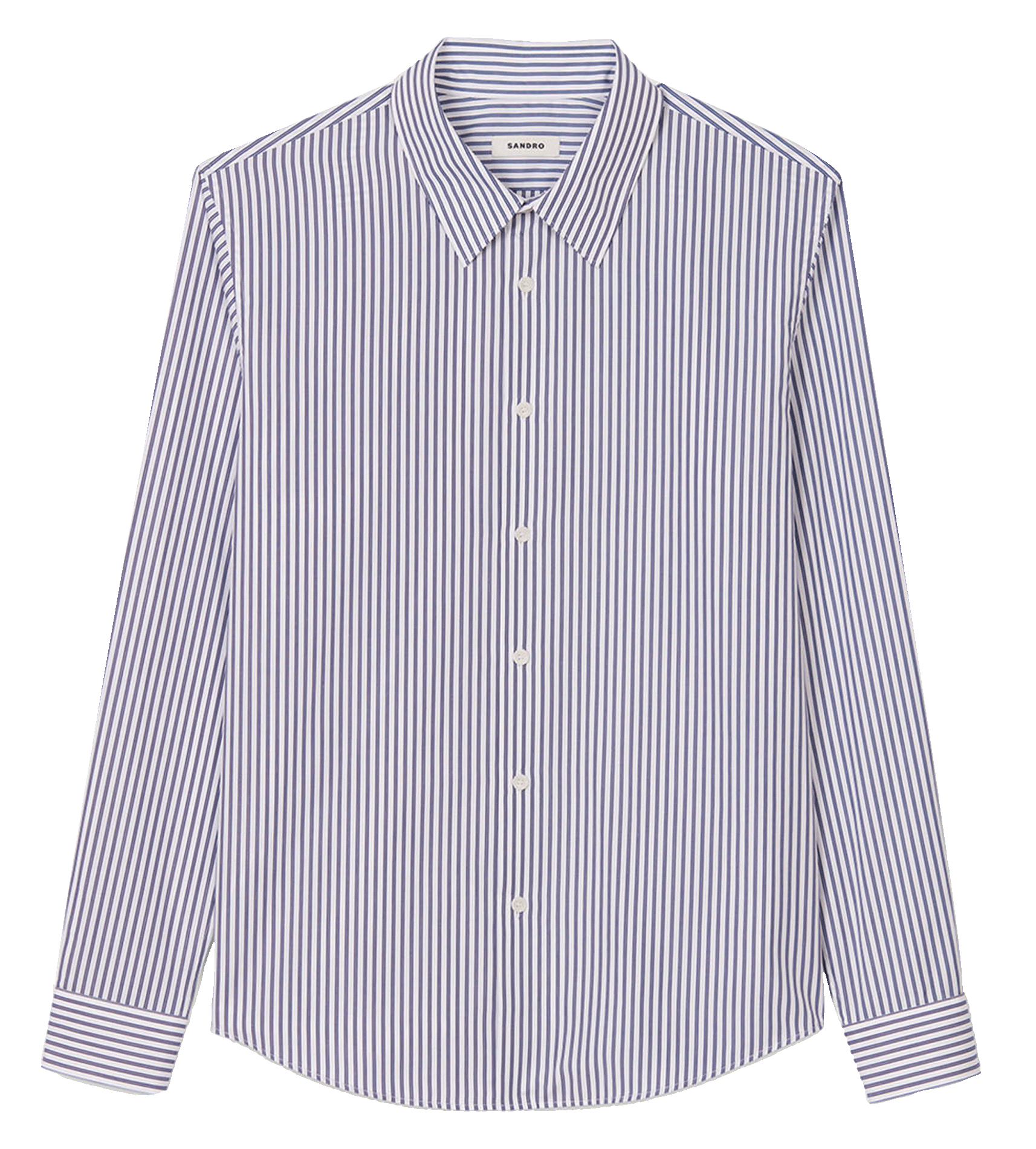 Chemise droite en coton rayé SANDRO Bleu