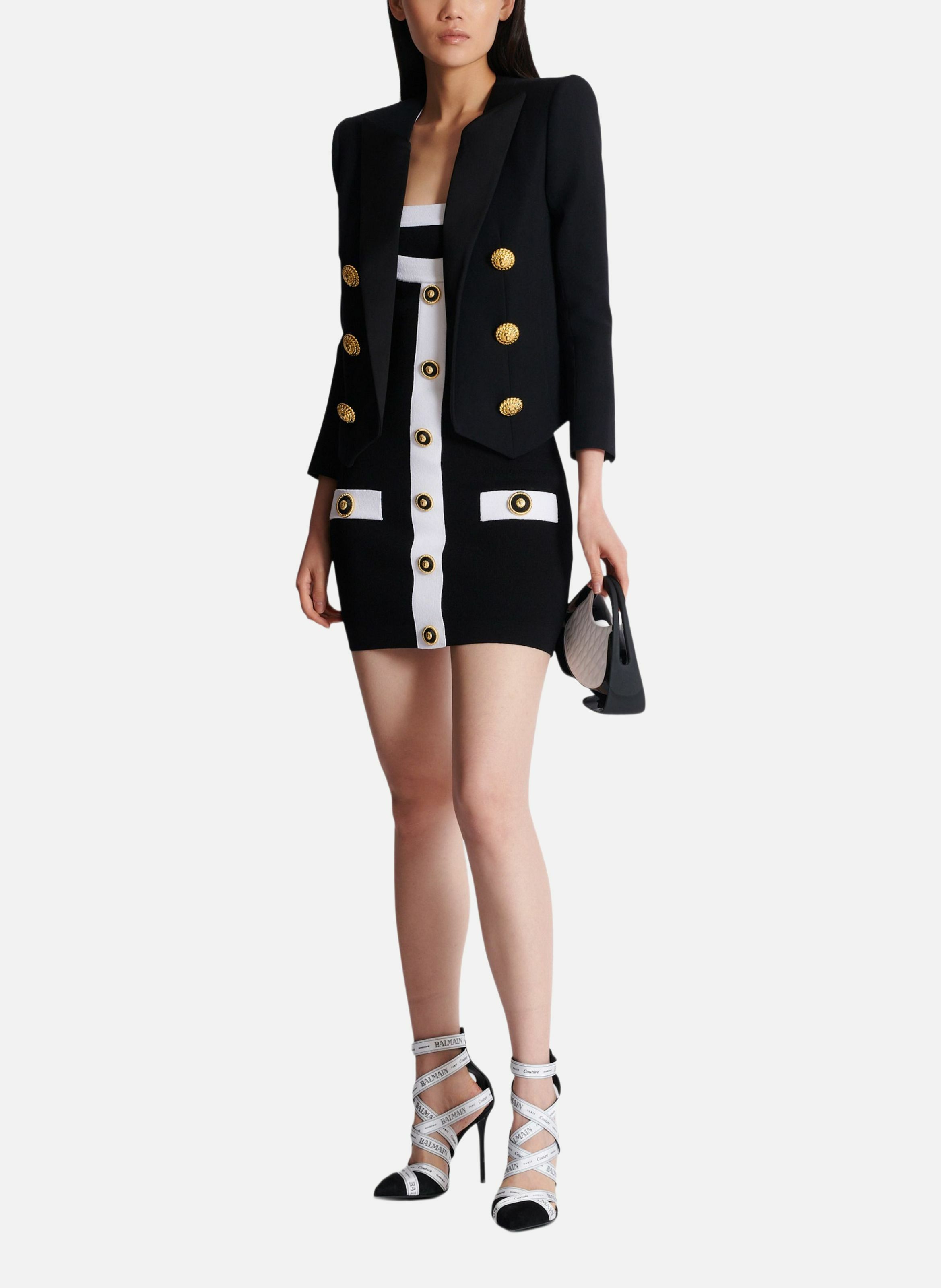 Robe dos-nu bicolore en maille BALMAIN Noir