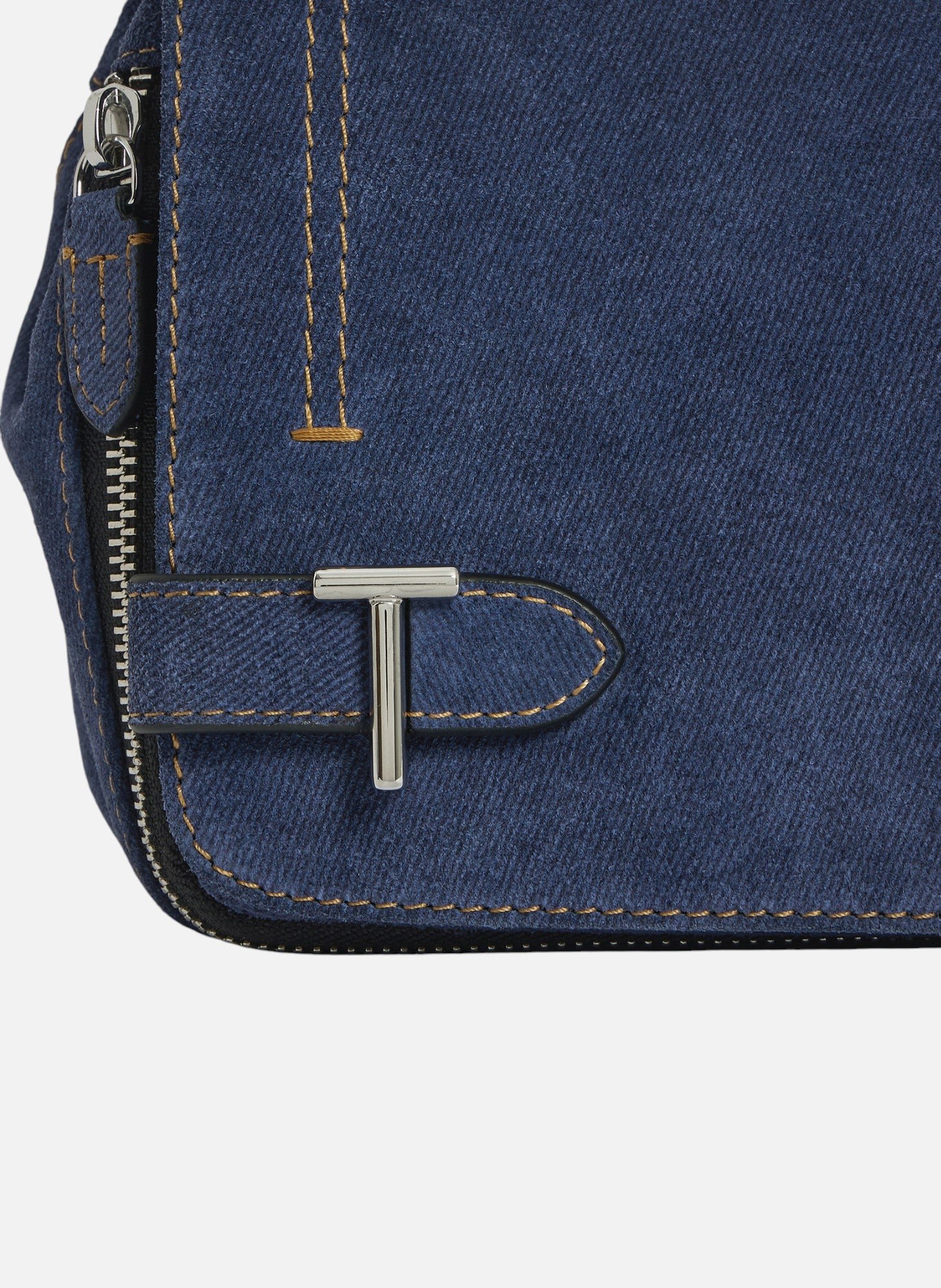 Petit sac bandoulière simone en cuir suède effet denim LE TANNEUR Noir