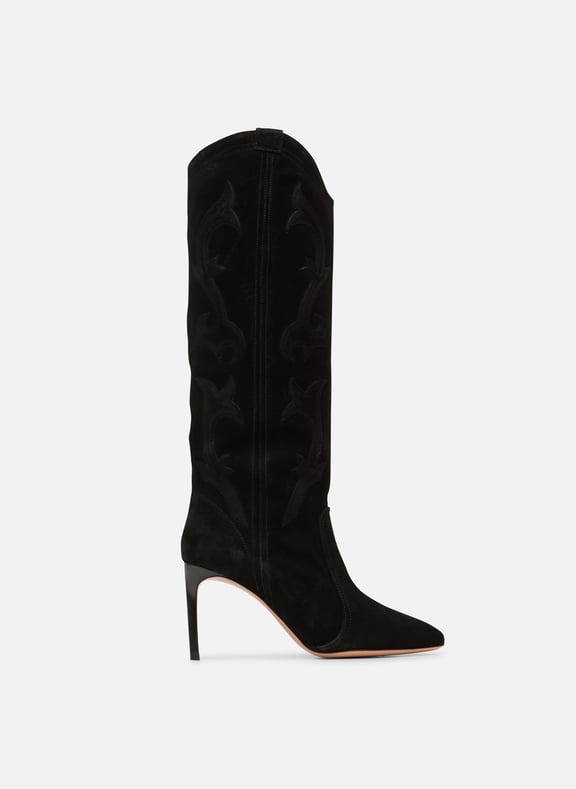 Bottes à talon en cuir velours hcaitlin Noir by BA&SH BA&SH Bottes à talon en cuir velours hcaitlin Noir