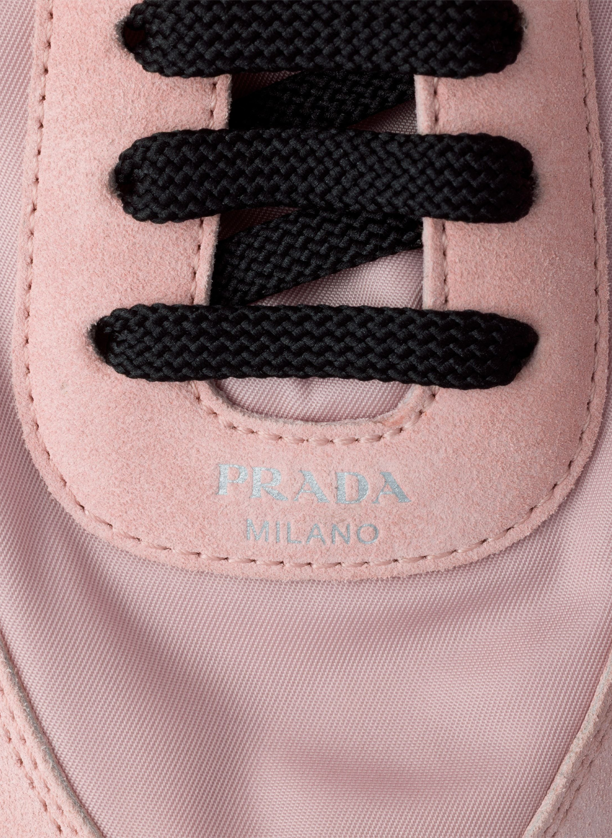 Sneakers collapse en re-nylon et veau velours PRADA Rose
