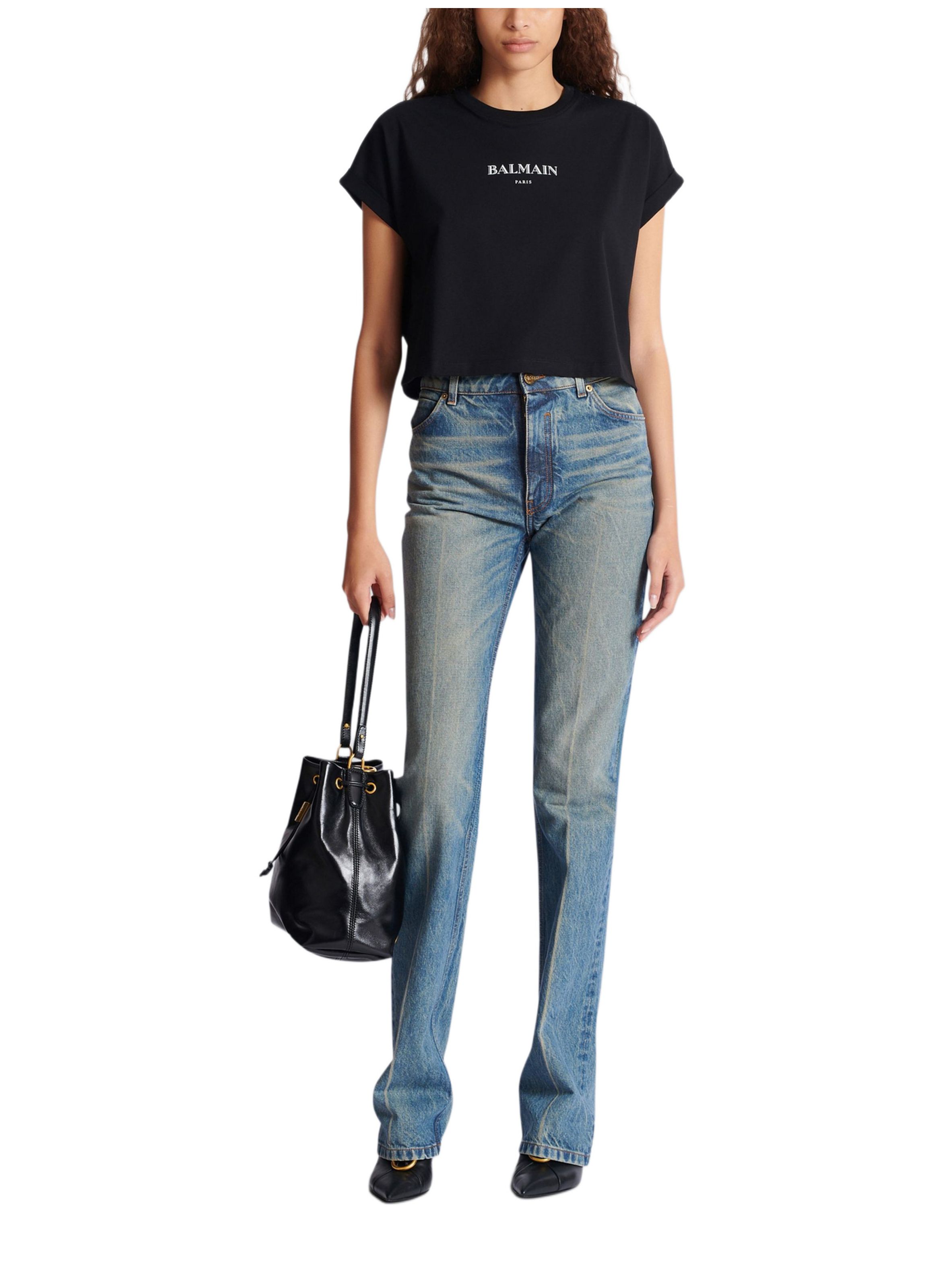 T-shirt court avec imprimé balmain BALMAIN Noir