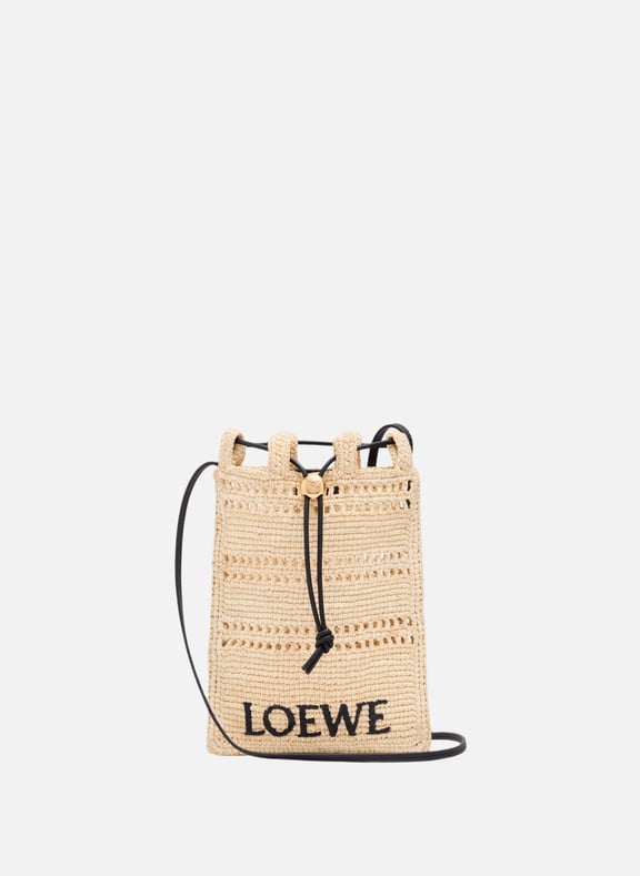 Pochette bandoulière en raphia et cuir Beige by LOEWE LOEWE Pochette bandoulière en raphia et cuir Beige