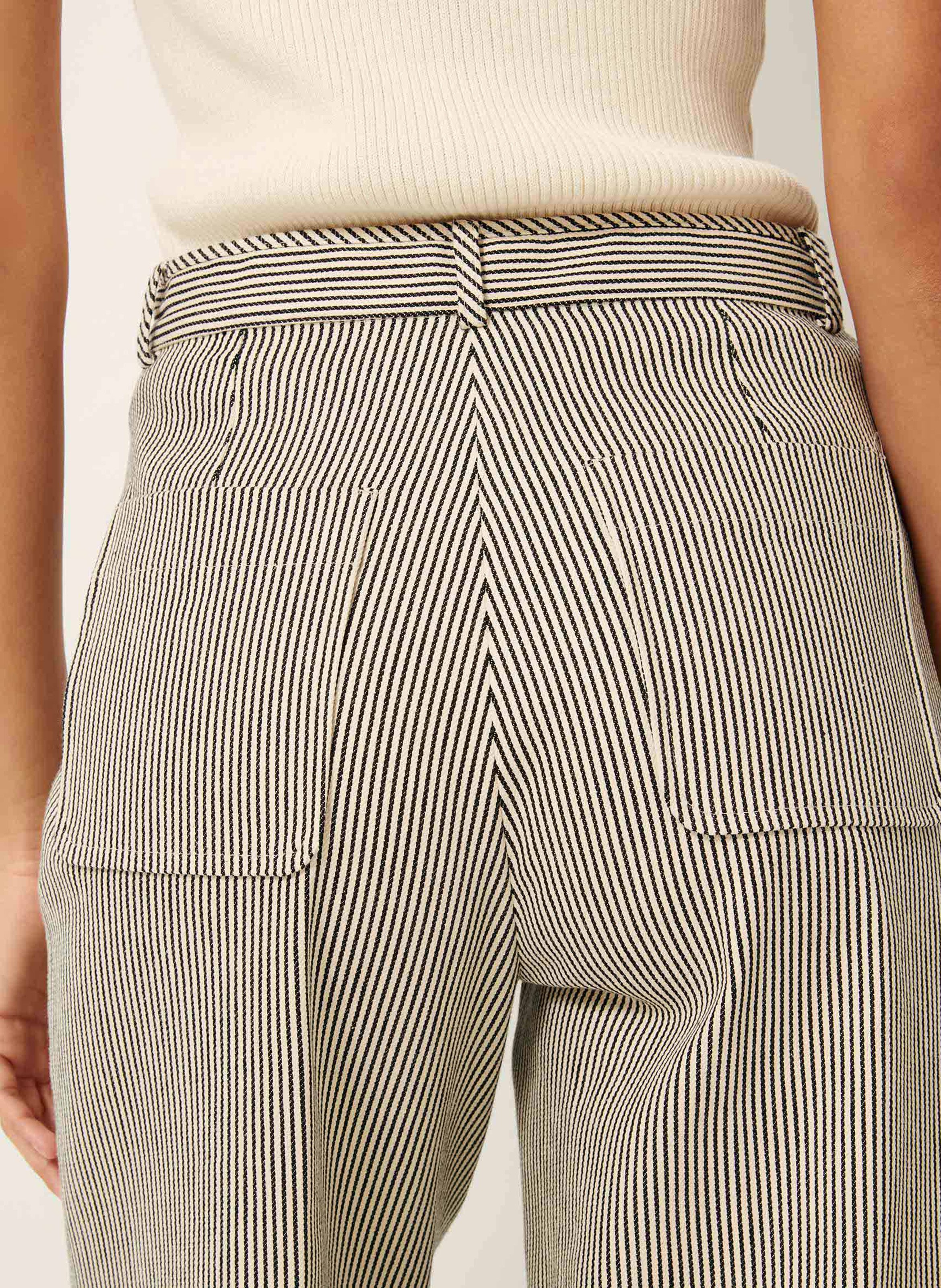 Pantalon droit en coton rayé albello SESSUN Noir