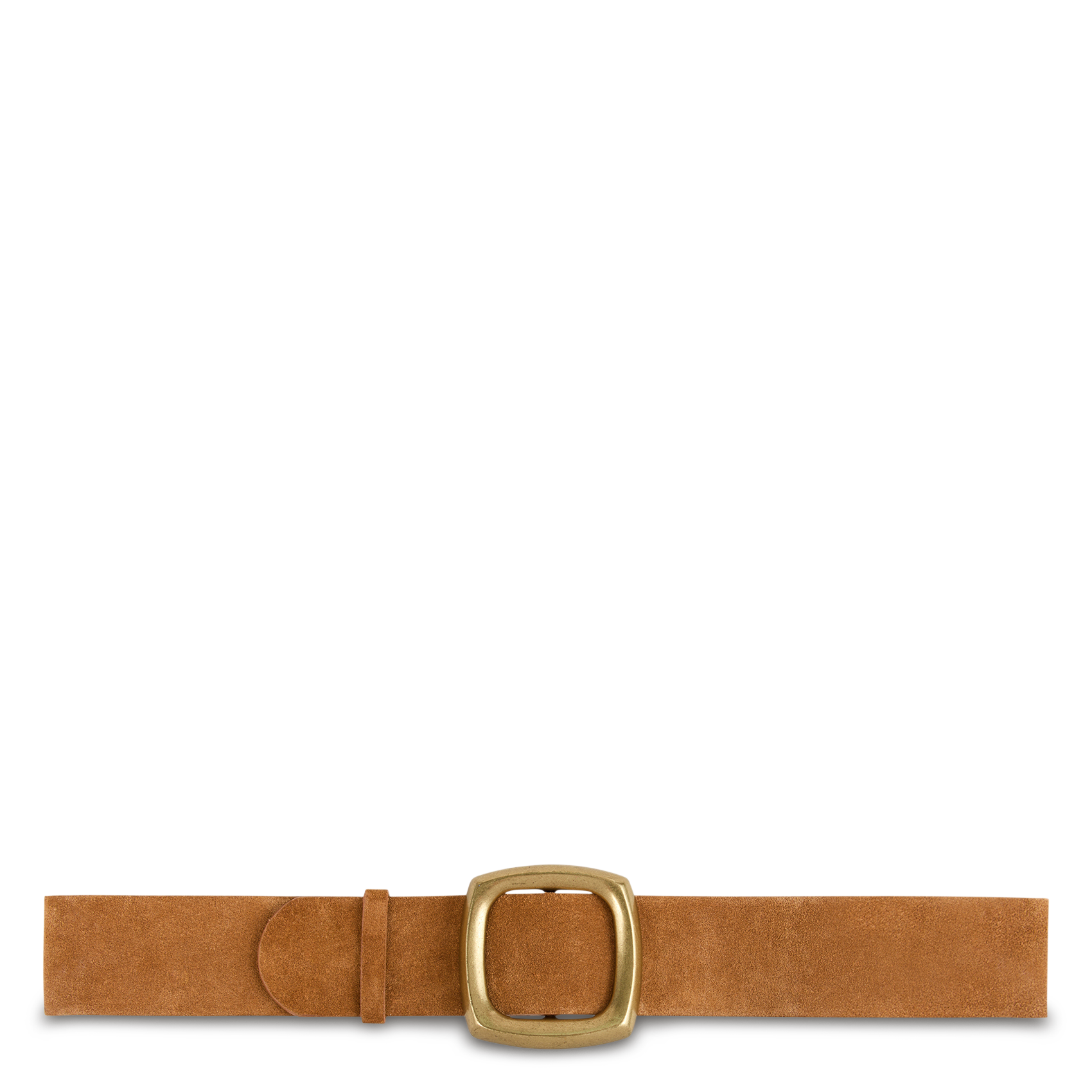 BA&SH Ceinture à boucle carrée en cuir bianca Marron