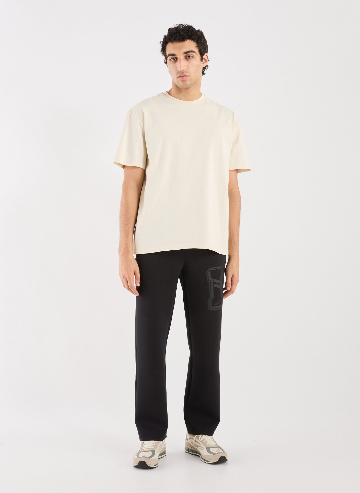 Straight Leg Pants in Solid Color LES DEUX Black