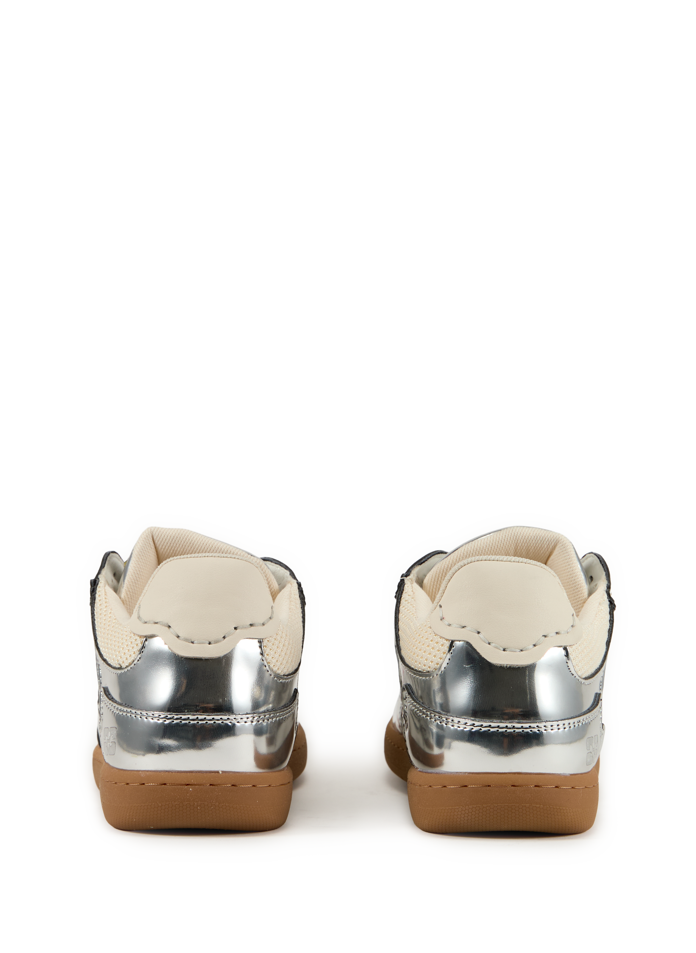 Mixed leather sneakers GANNI Silver