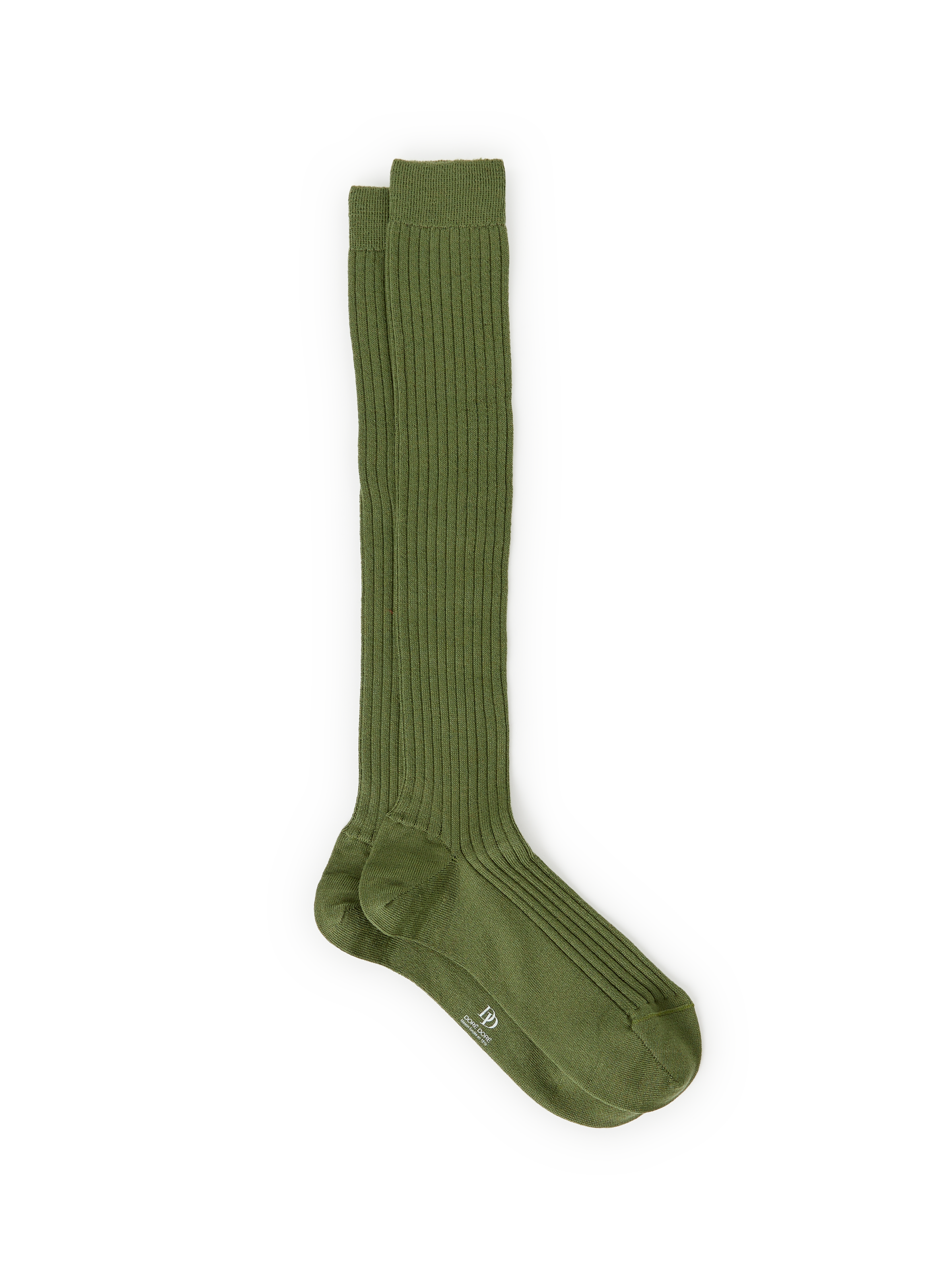 DORÉ DORÉ Chaussettes hautes côtelé en laine Vert
