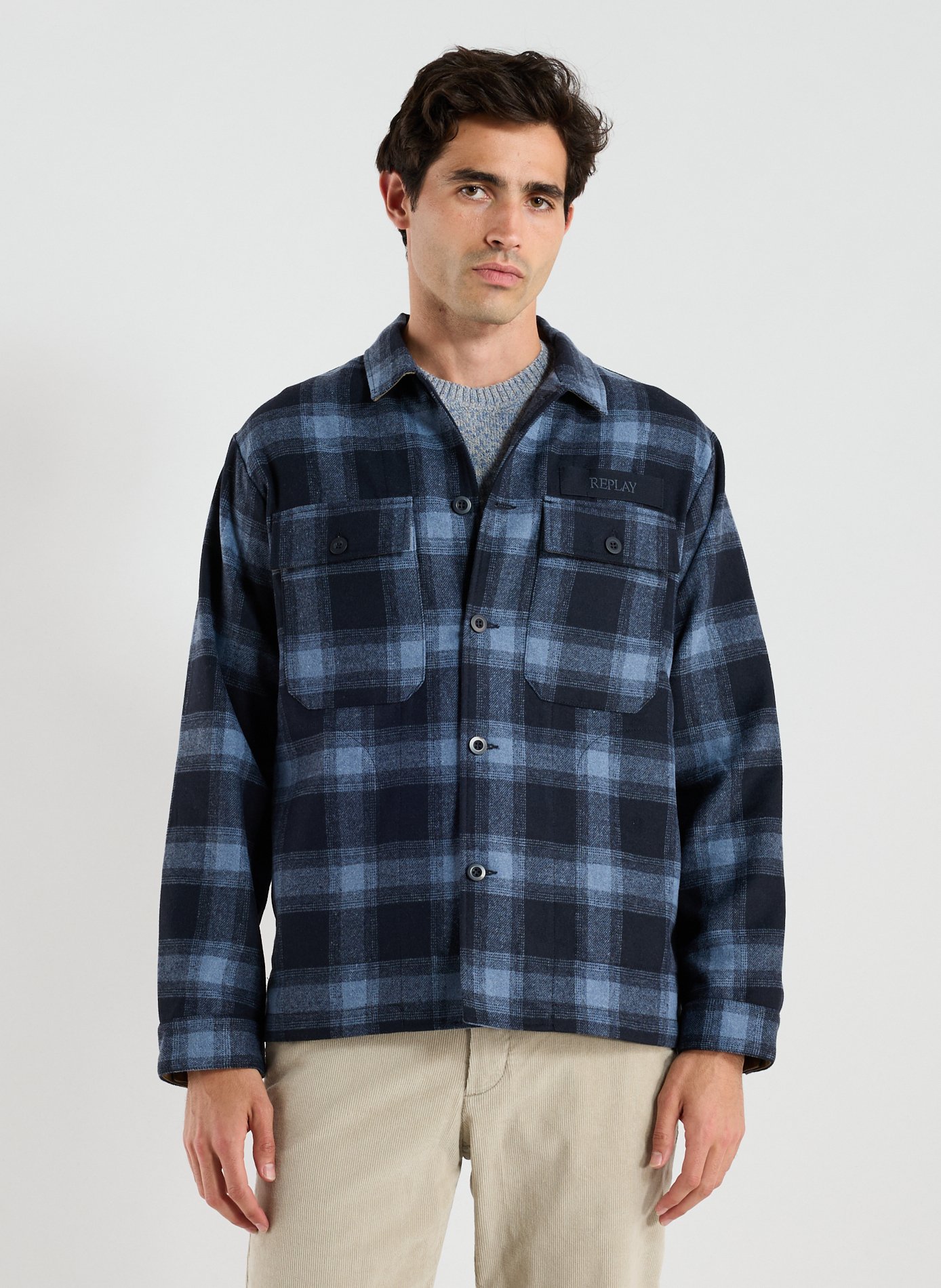 REPLAY Chemise à carreaux Bleu