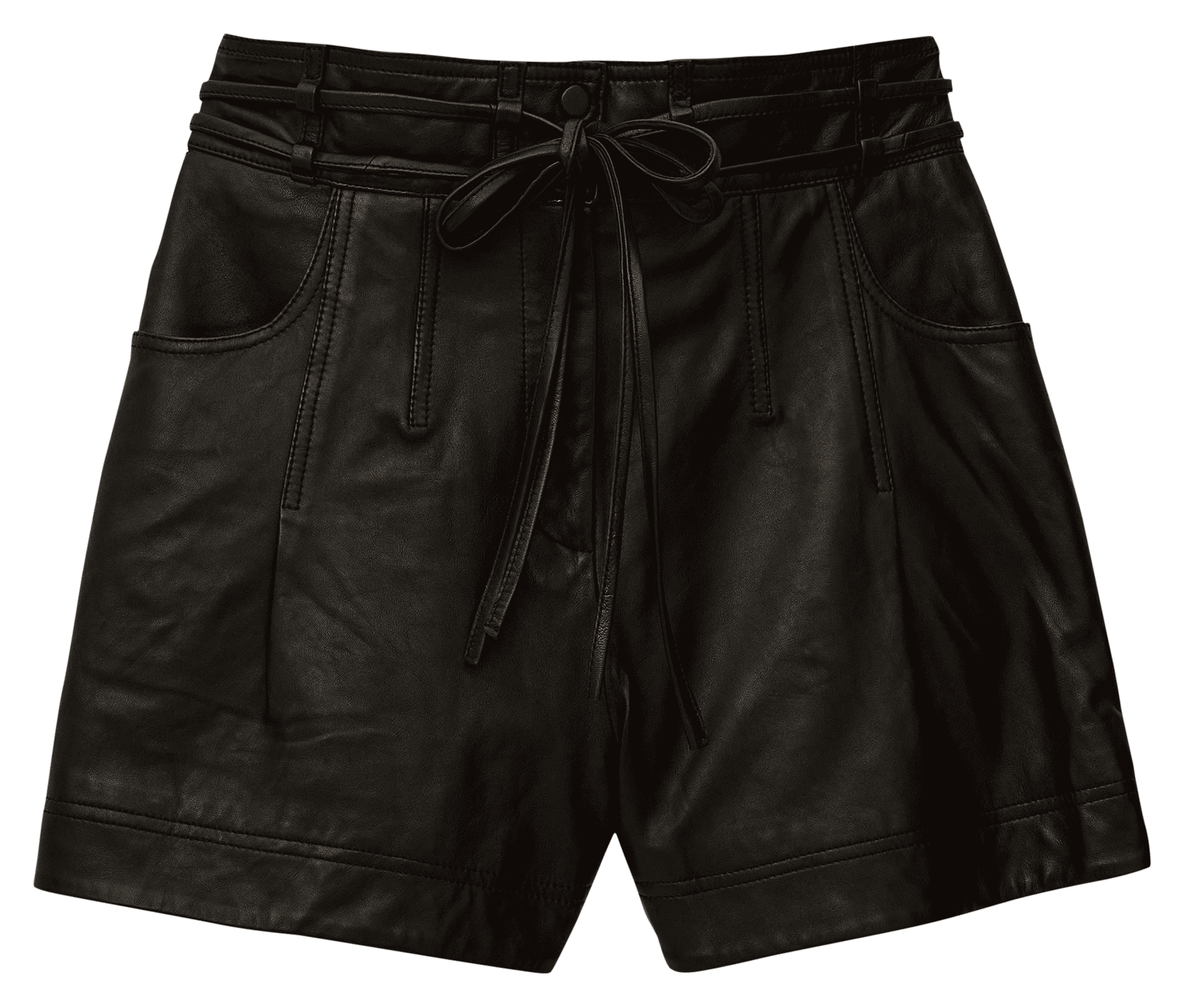 Short droit en cuir ayra BA&SH Noir