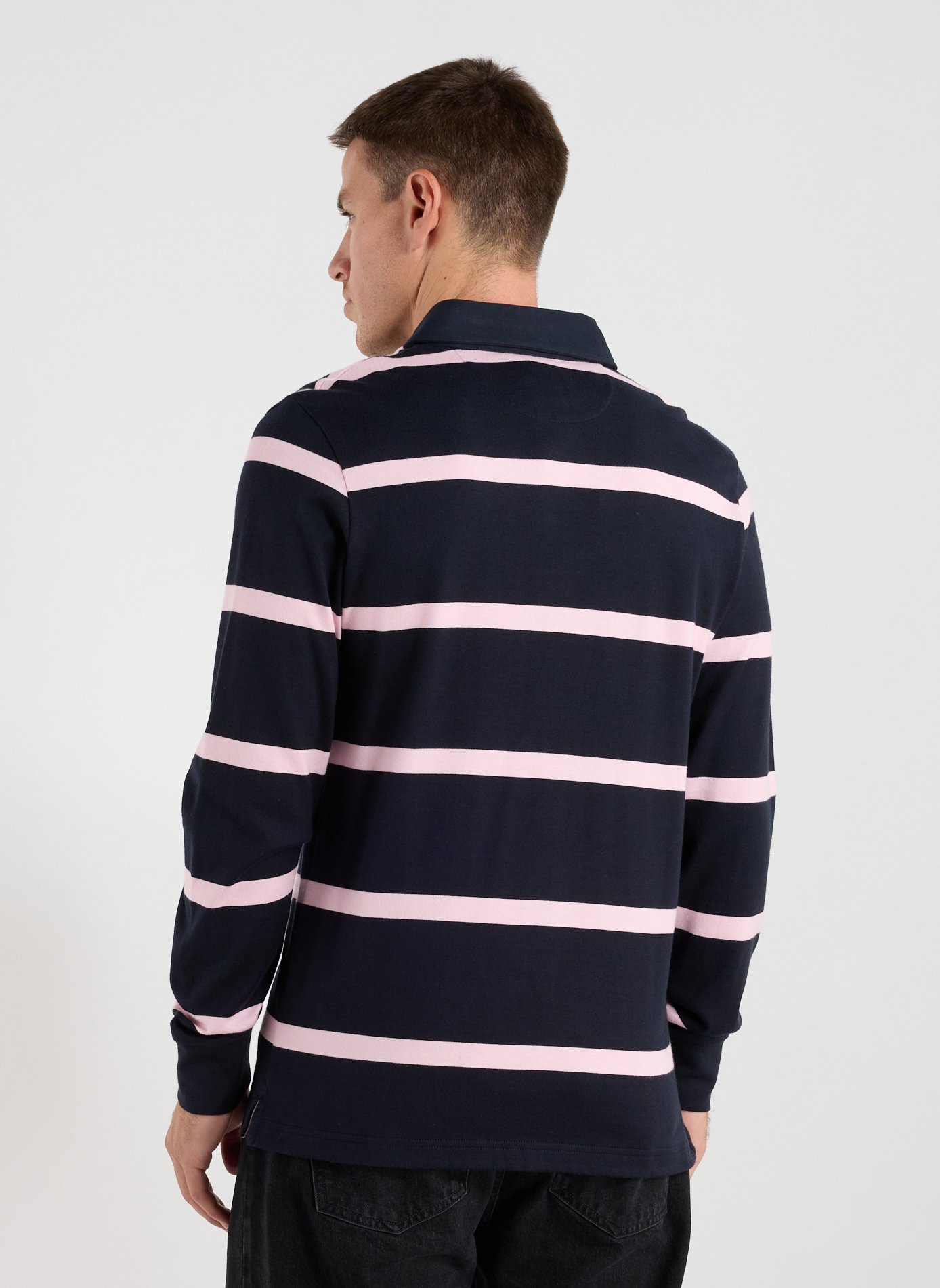 Striped long-sleeve cotton polo EDEN PARK Pink