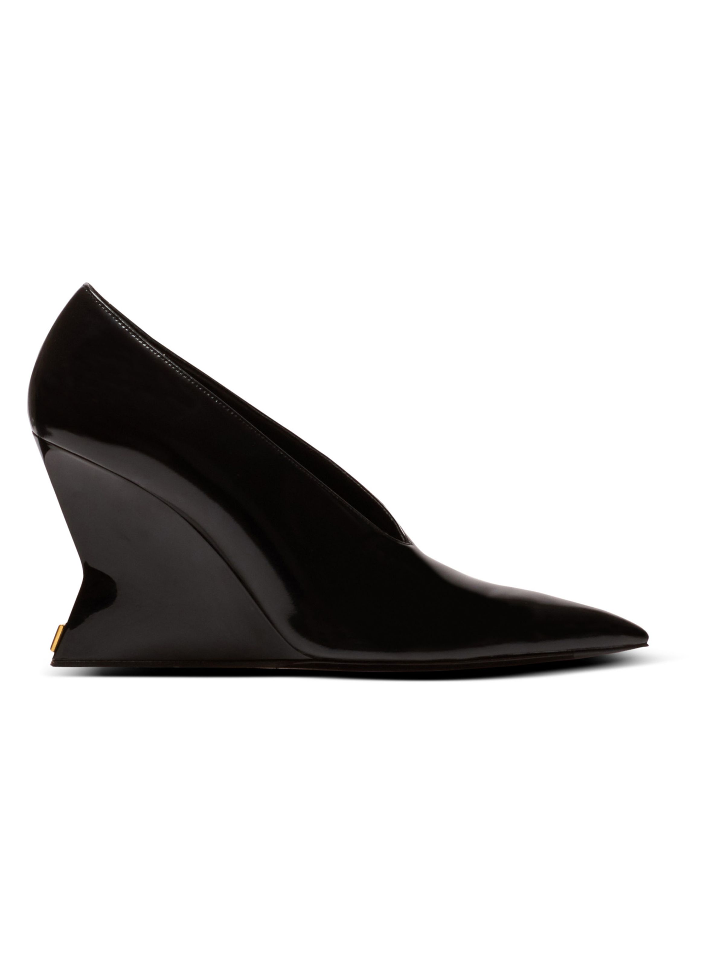 Escarpins wedge en cuir d’agneau brillant  Noir