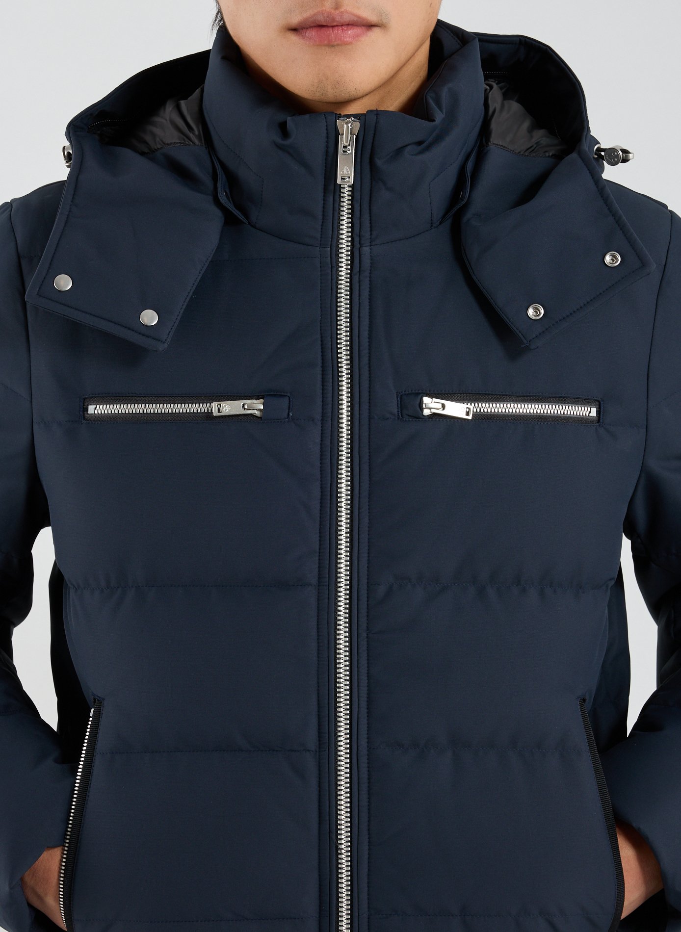 Quilted hooded puffer jacket MOOSE KNUCKLES Blue