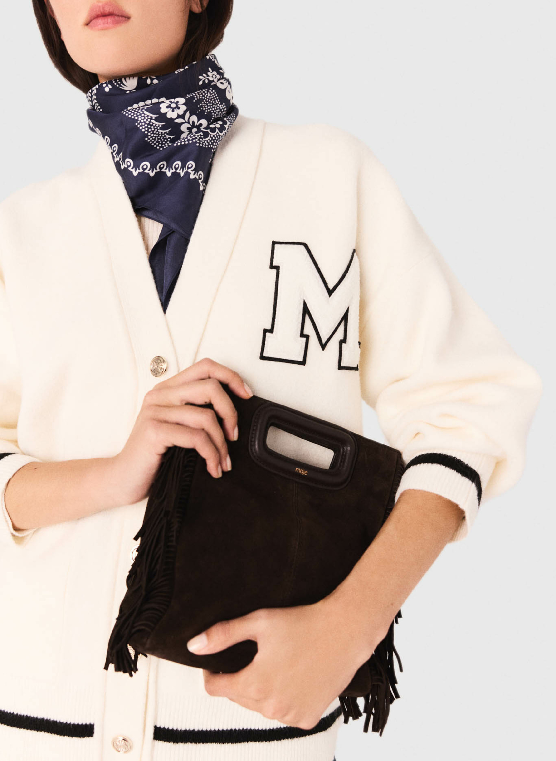 Gilet col v MAJE Beige