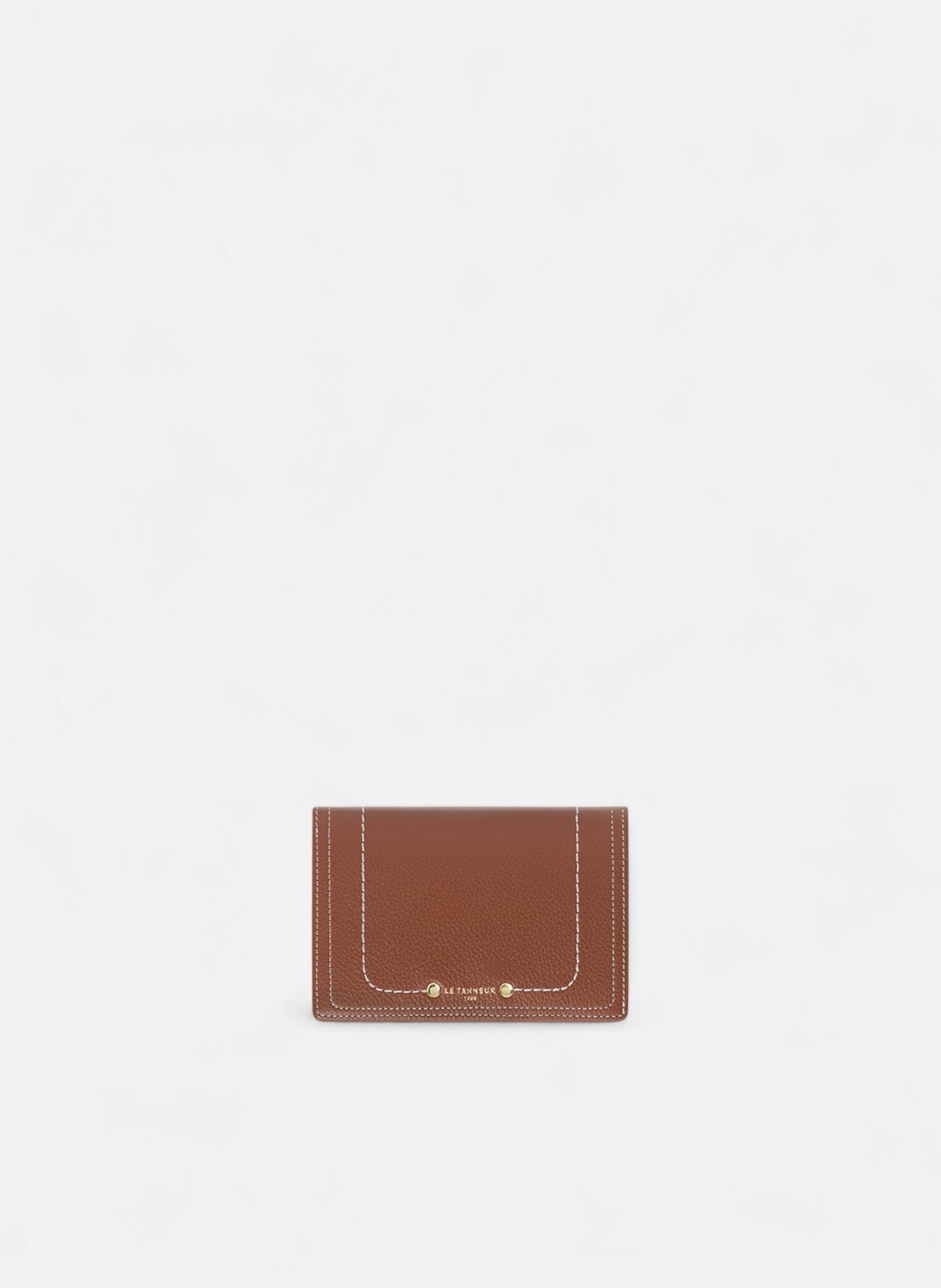 Portefeuille moyen modèle ella en cuir grainé LE TANNEUR Marron