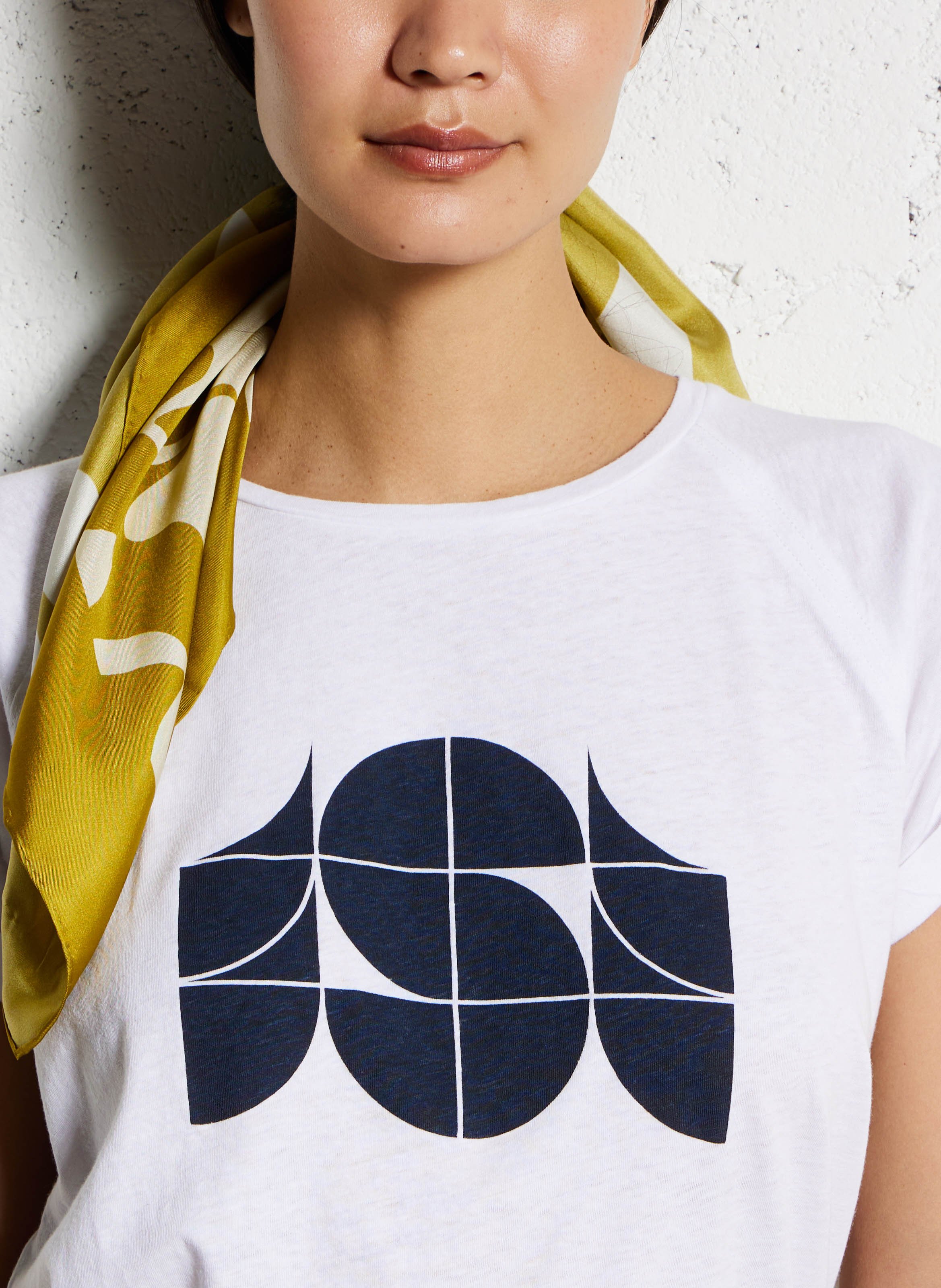 Tee-shirt col rond sérigraphié en coton mélangé valentina SOEUR Blanc