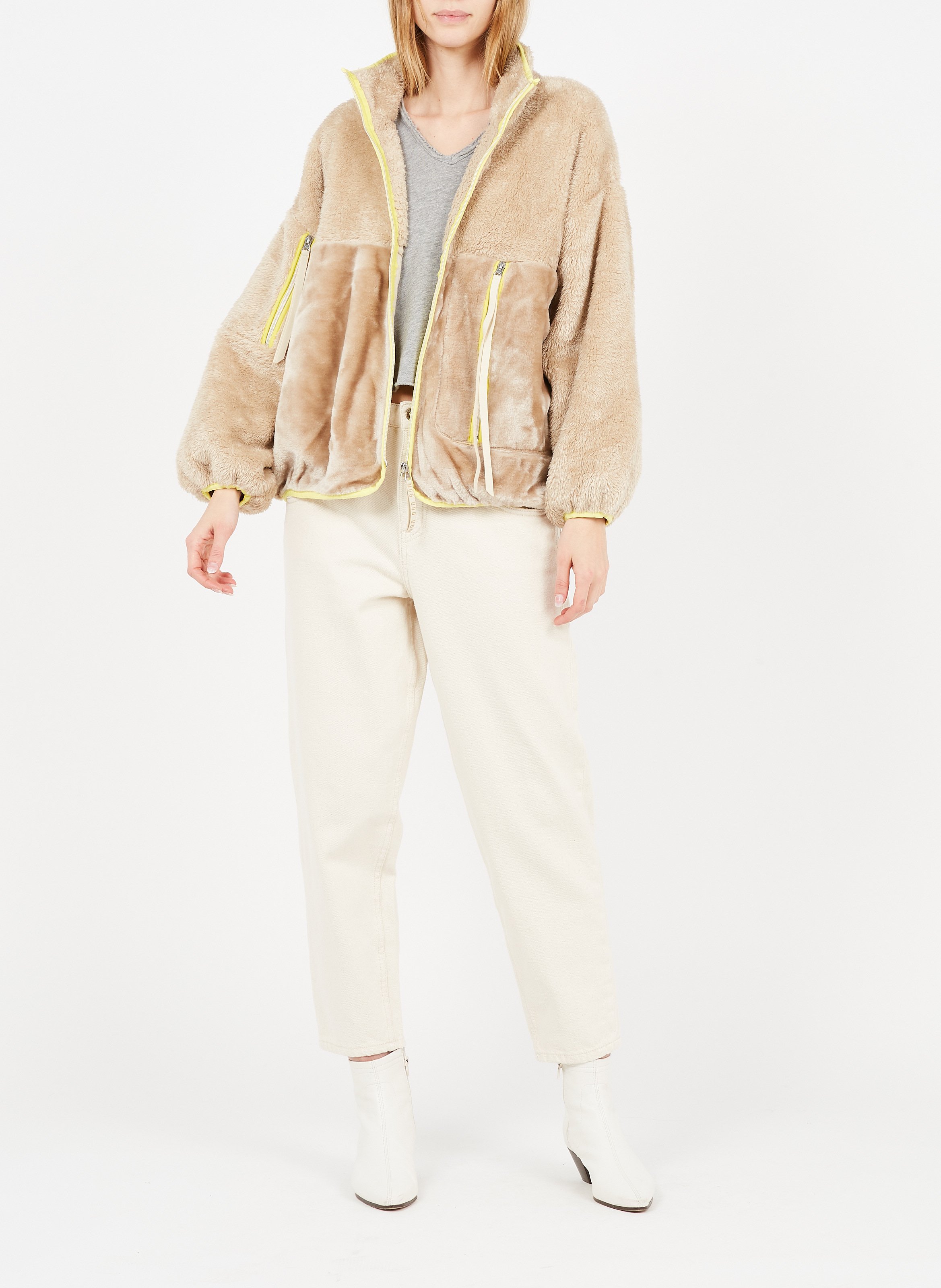 Tee-shirt droit col v en coton sonoma AMERICAN VINTAGE Gris