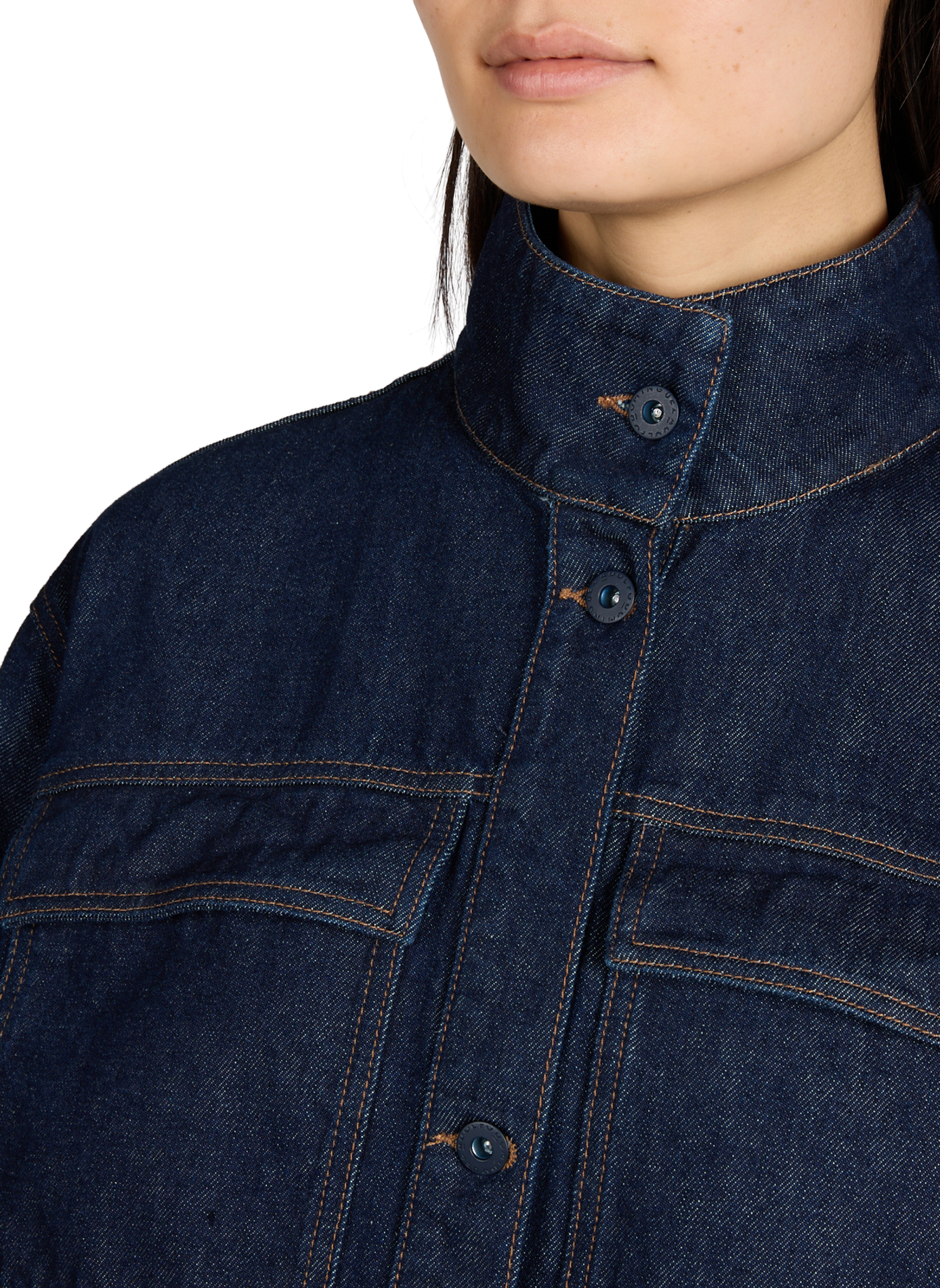 Denim jacket with high collar in cotton ADOLFO DOMINGUEZ Blue