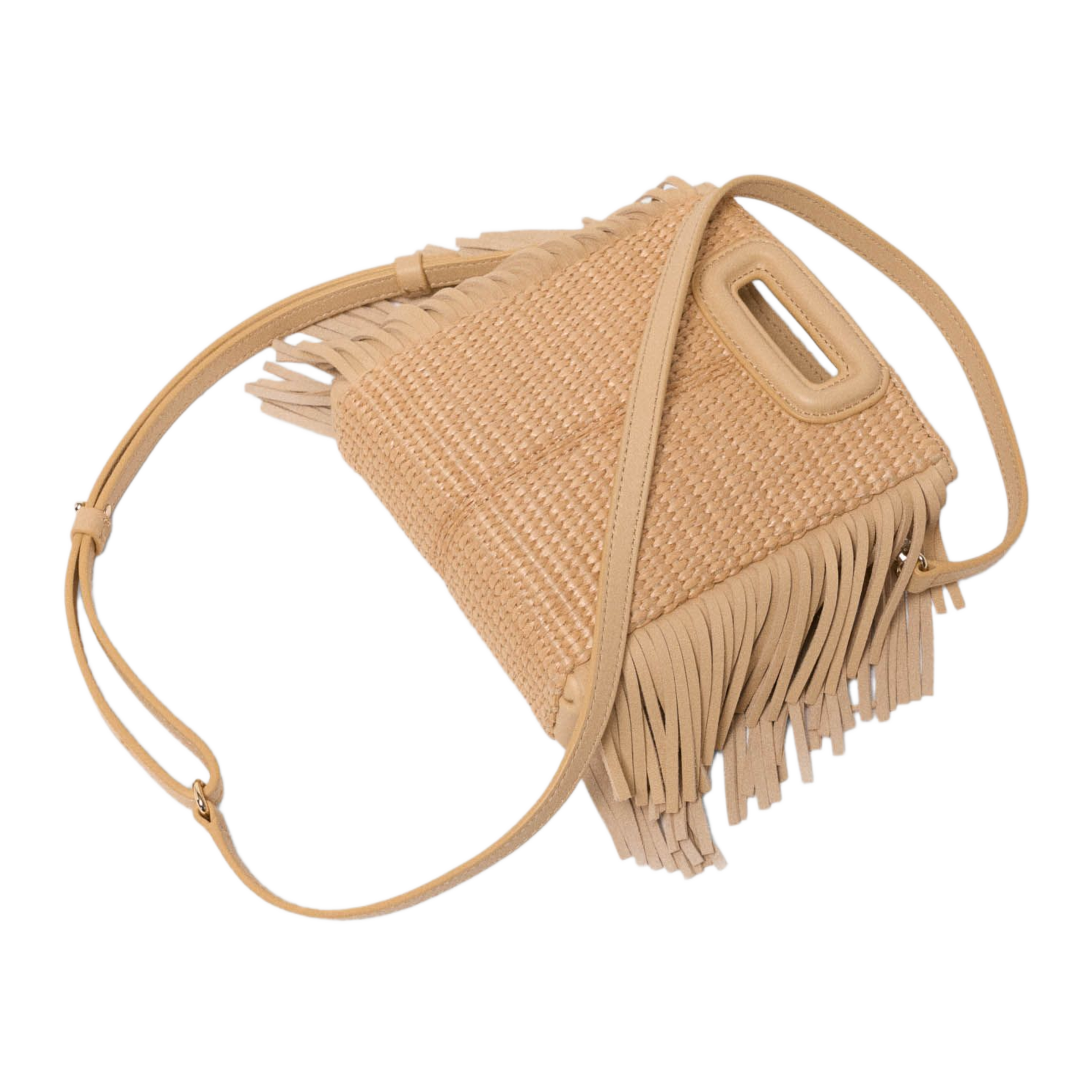 Sac bandoulière tressé m mini MAJE Beige
