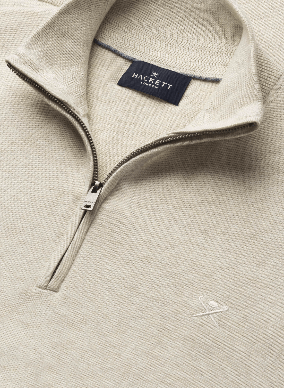 Cotton and silk zip-neck jumper HACKETT Beige