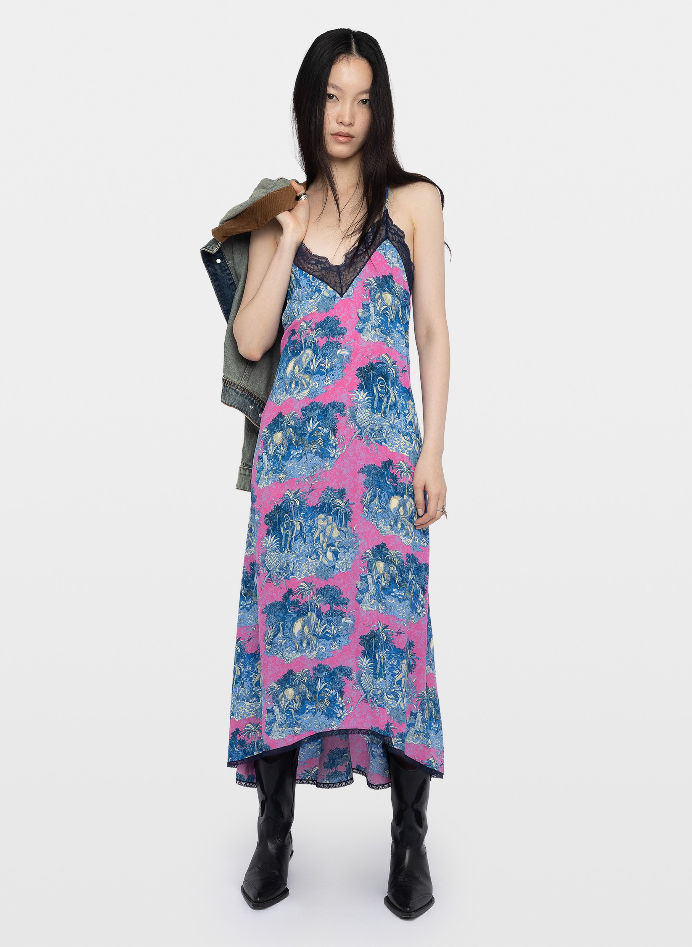 Robe longue col v imprimée risty ZADIG&VOLTAIRE Rose