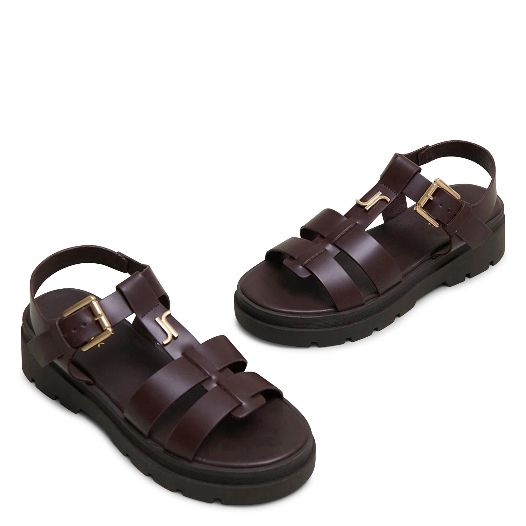 Sandales à plateformes en cuir lisse liverpool JONAK Marron