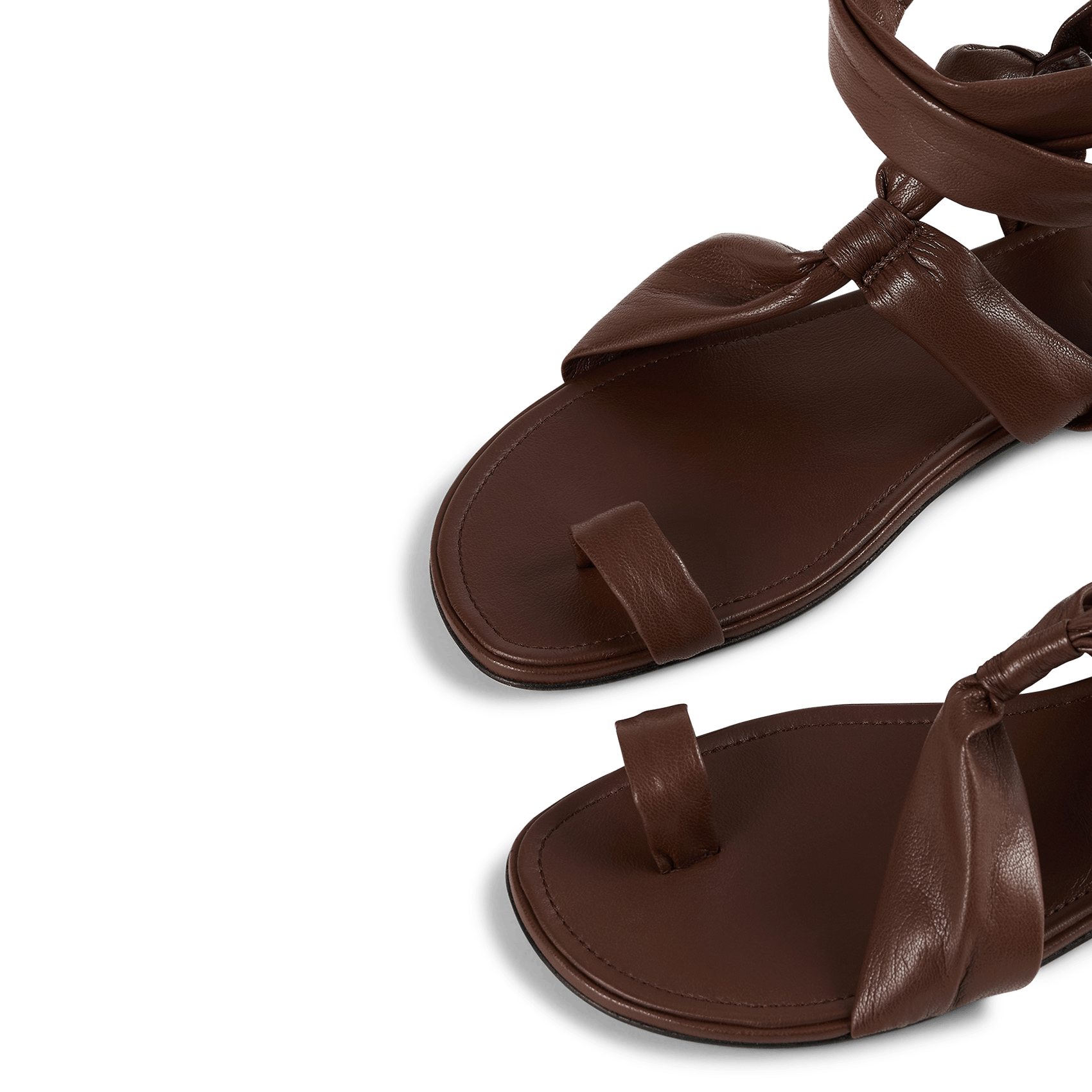 Sandales plates en cuir lowcovilla BA&SH Marron