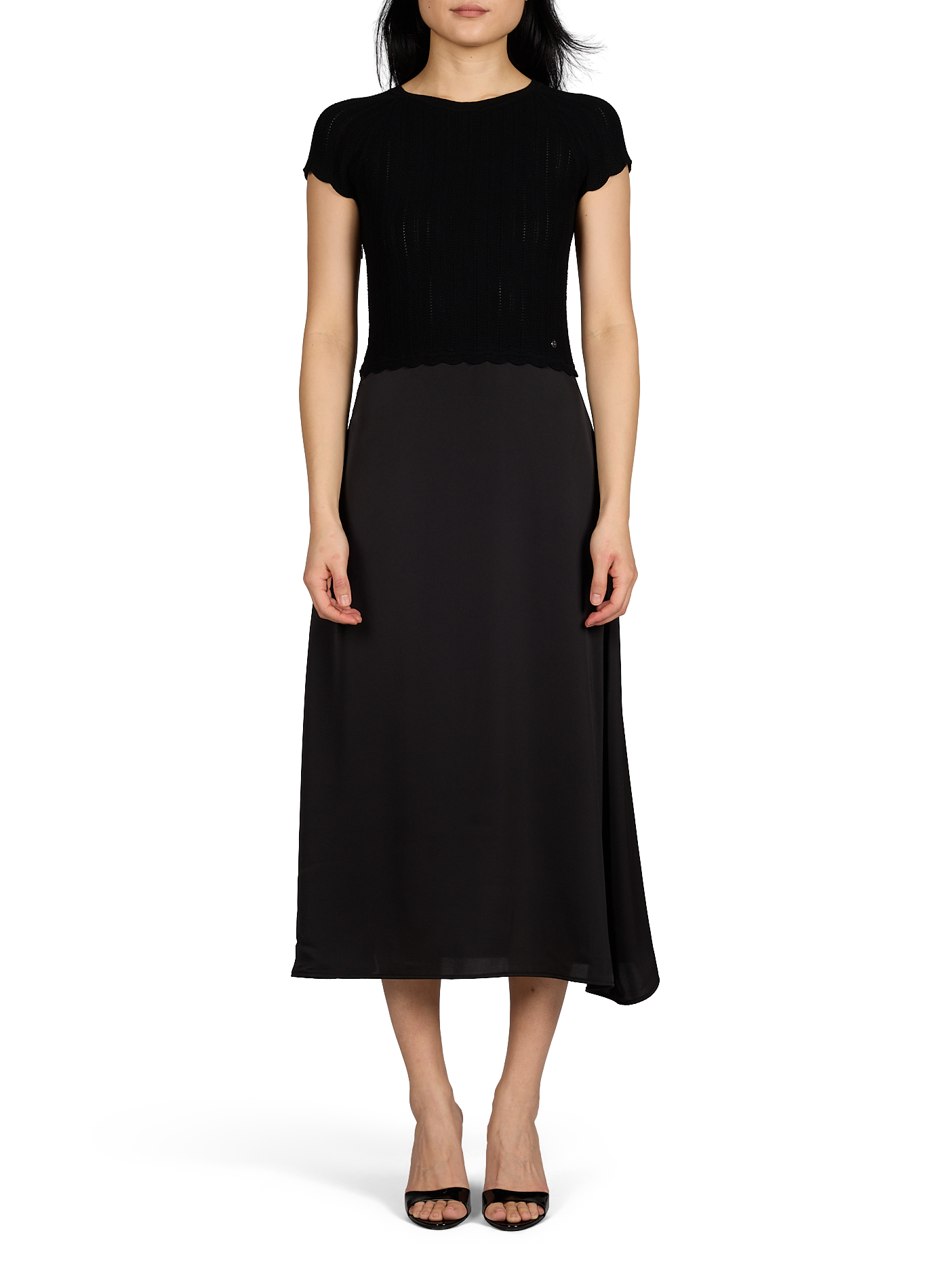 Bi-material long dress BOSS Black