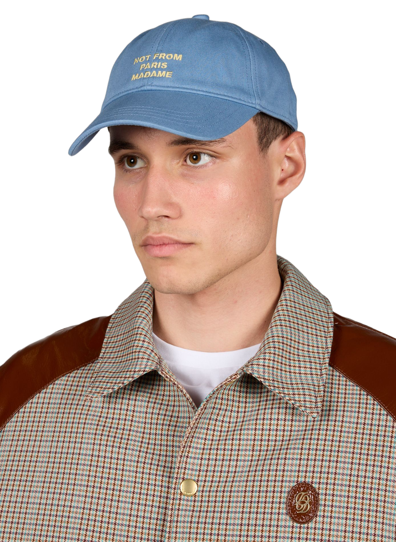 Embroidered Cotton Slogan Cap DROLE DE MONSIEUR Blue