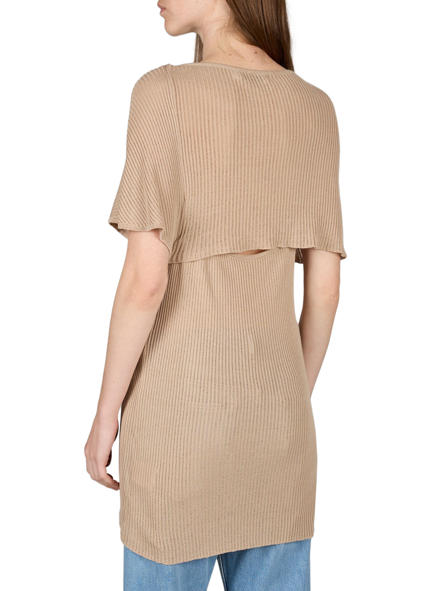 T-shirt with Memphis cape in ribbed knit VIKTORIA CHAN Beige