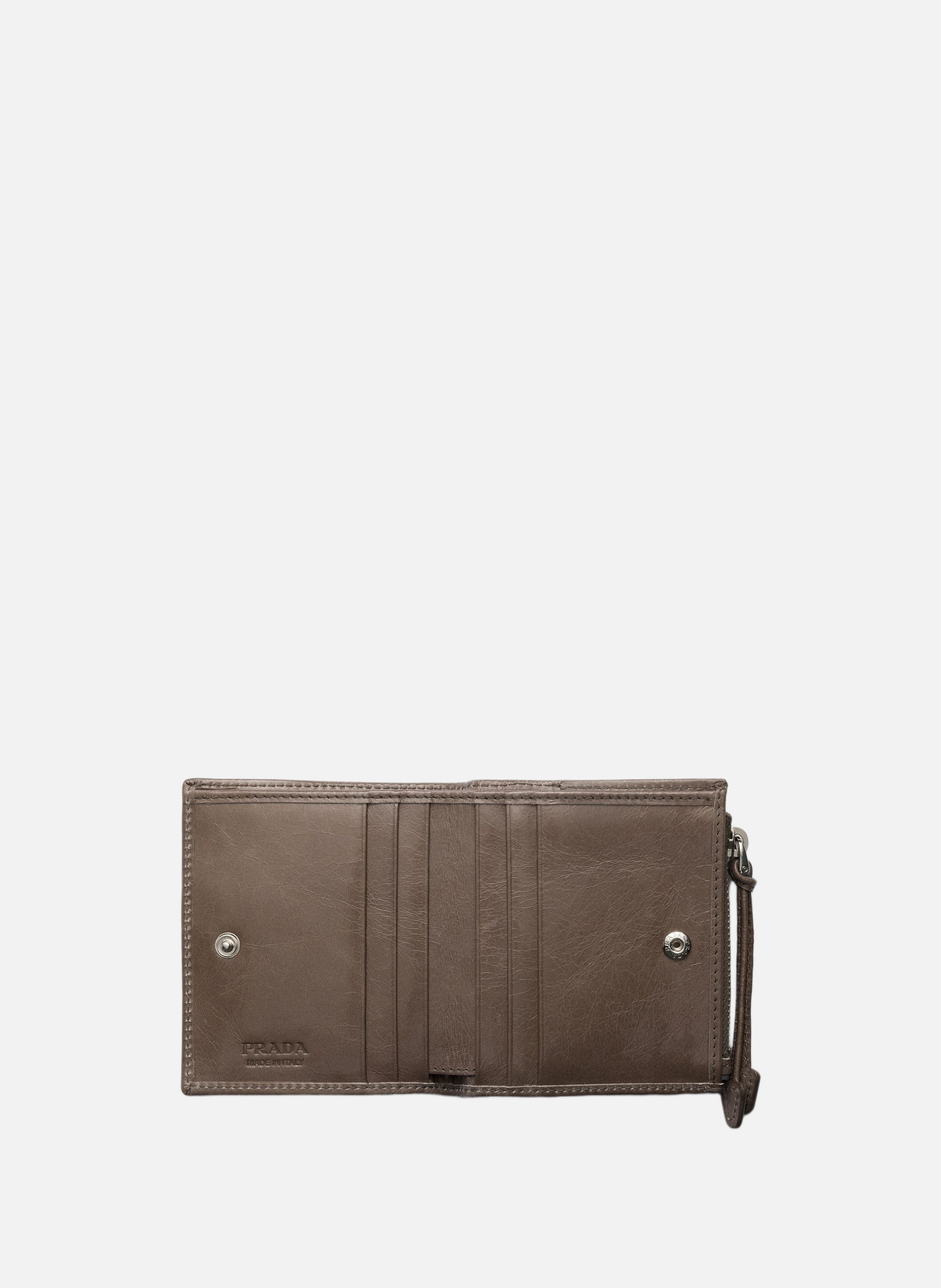Petit portefeuille en cuir PRADA Gris